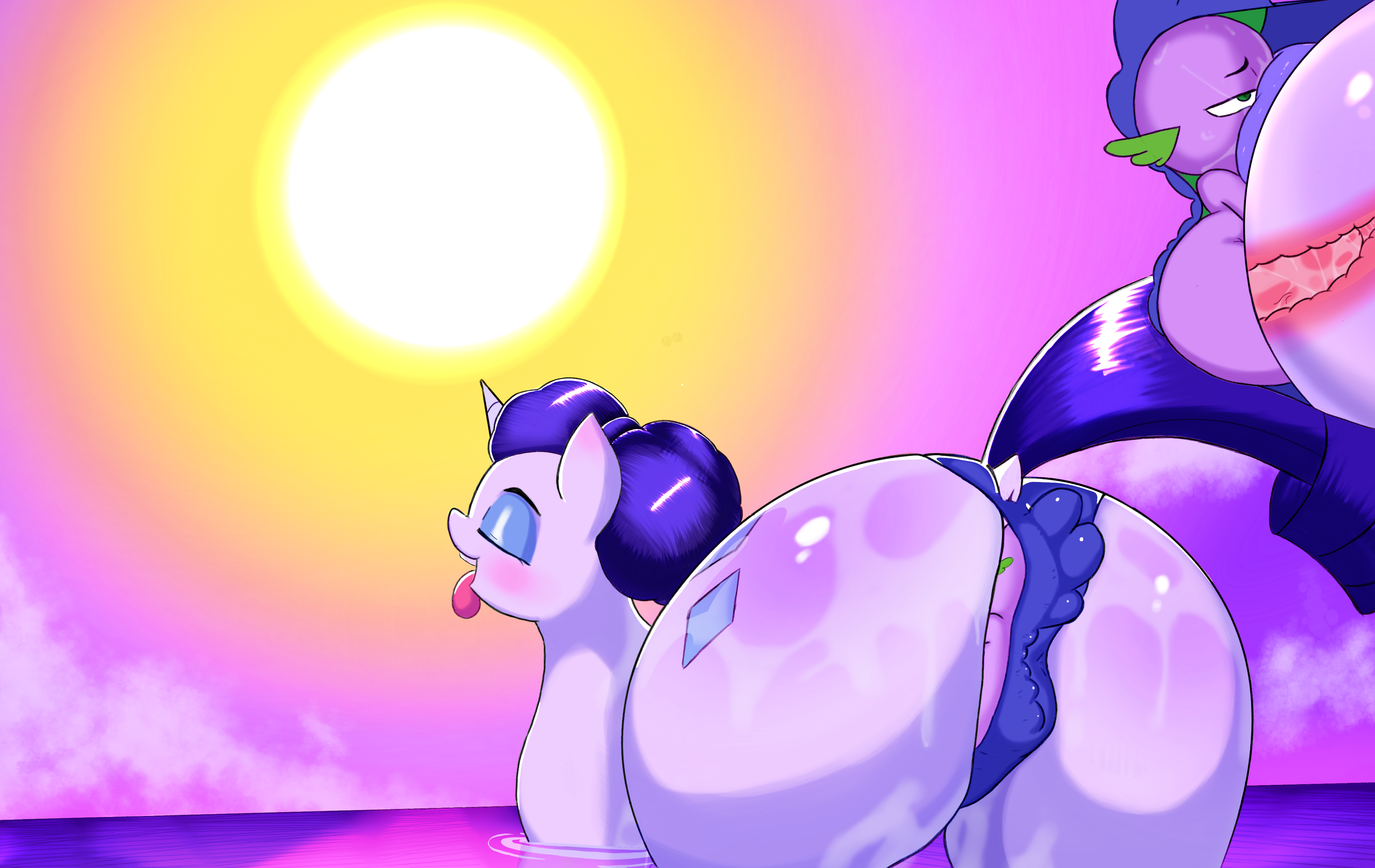 absurd_res anal anus ass beach big_butt blue_clothing blue_panties blue_underwear bodily_fluids butt_focus butt_grab cervical_contact closed_eyes clothing cloud cloudy_sky cunnilingus cutie_mark death_by_snu_snu diamond_(marking) dragon duo equid equine face_on_butt female feral friendship_is_magic genital_fluids genitals hair hand_on_butt hasbro head_between_buttocks head_between_thighs hi_res horn horse light male male/female mammal markings my_little_pony mythological_creature mythological_equine mythological_scalie mythology oral panties penis pony raised_head rarity_(mlp) reflective_body rimming scalie sea sex sky spike_(mlp) spikelove15 sun sunlight sunset thick_thighs tongue tongue_out underwear unicorn vaginal_fluids vaginal_penetration water wet wet_body wet_clothing wet_hair wet_panties wet_penis wet_underwear