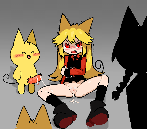 moge-ko, yonaka kurai, mogeko, mogeko castle, after sex, anthro, bodily fluids, bottomless, clothed, clothing, cum, cum in pussy, cum inside, deep sea prisoner, female, footwear, funamusea, genital fluids, genitals, group, humanoid, male, pongpongrun, pussy, shoes, 