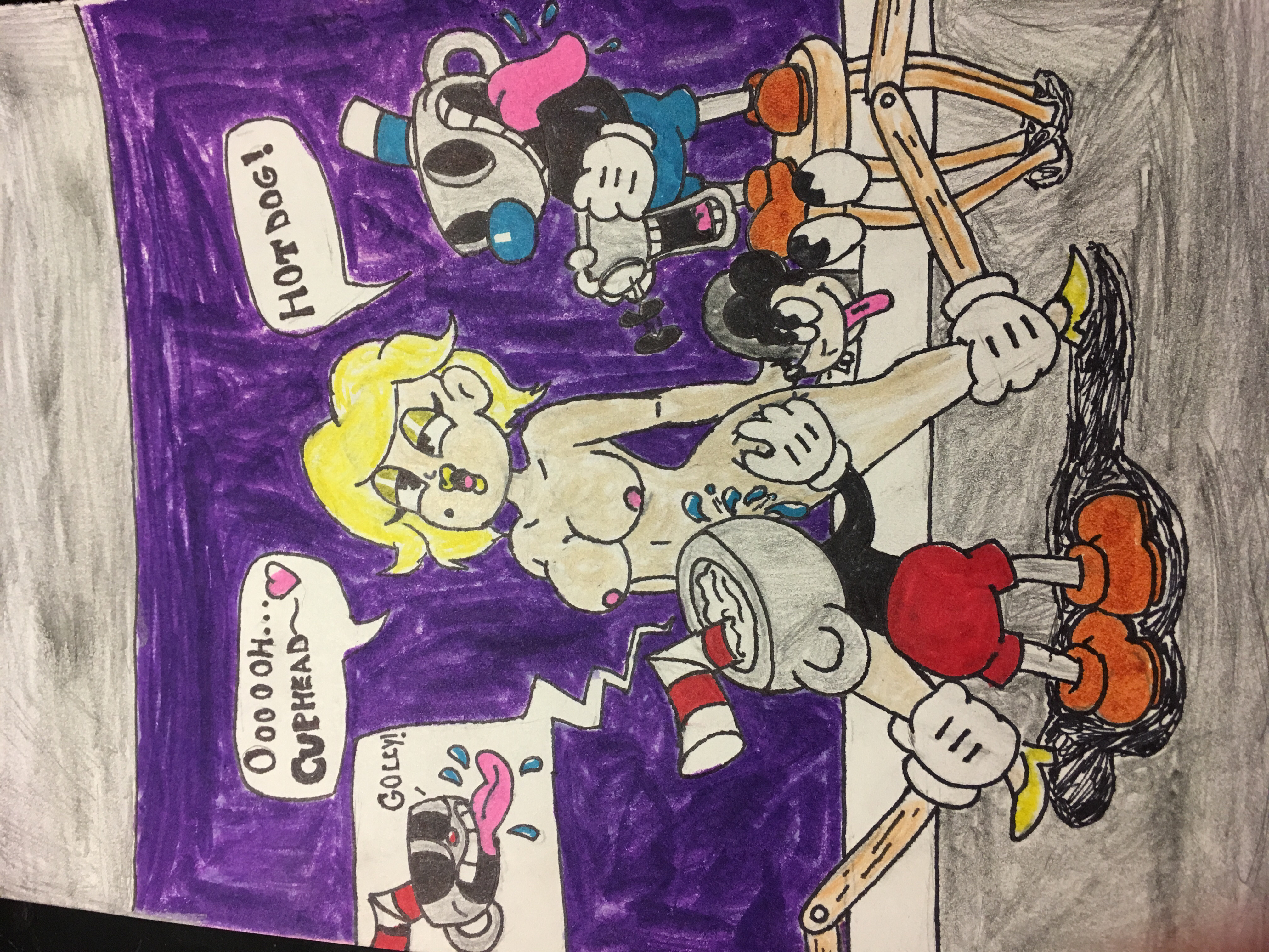 Yaoi pinup cuphead+mugman
