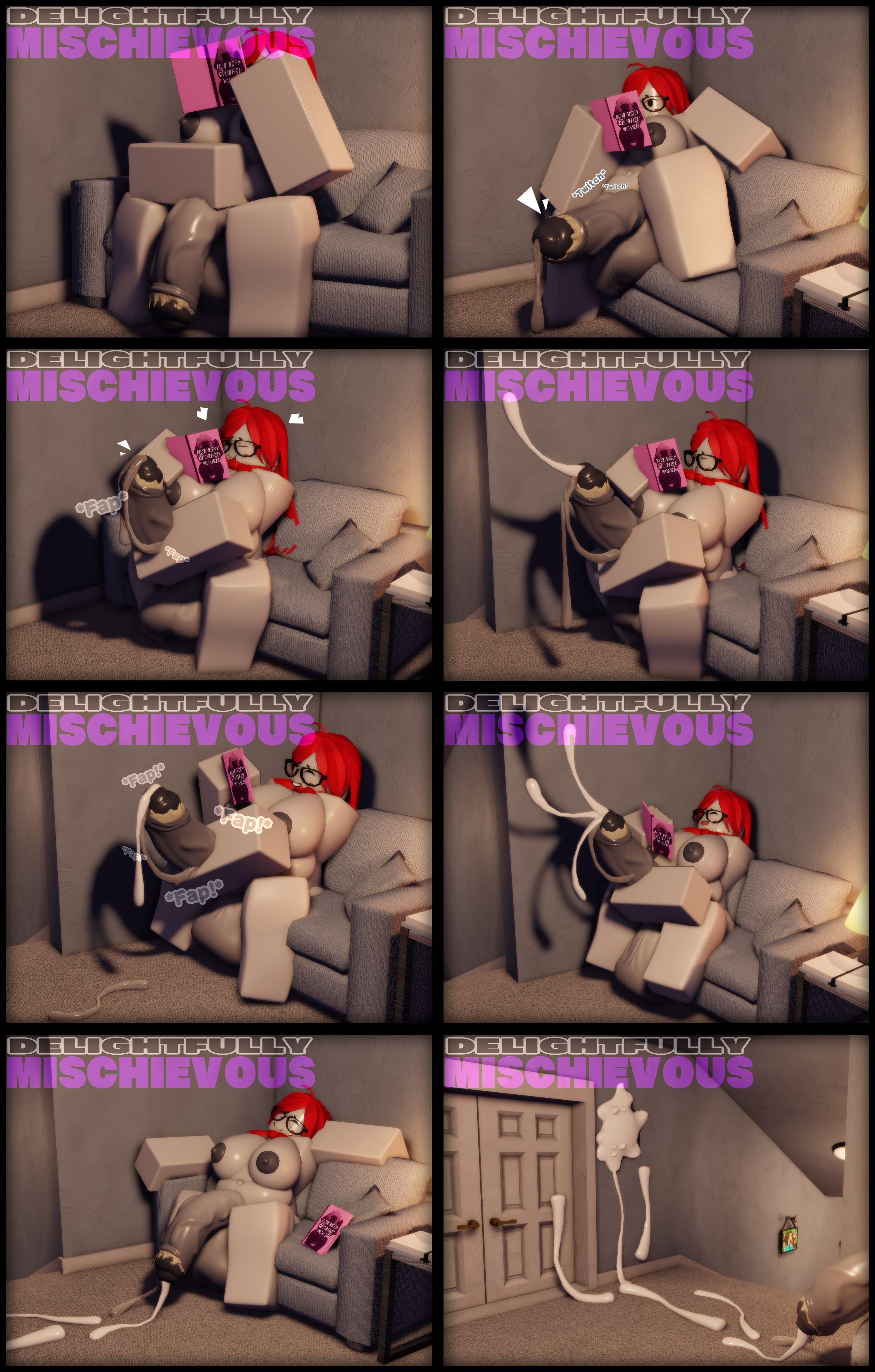 1futa balls ballsack bow coach cock cum delightfullymischievous ejaculation female female_only futanari genitals girl glasses glasses_on_face gray_nipples grey_nipples long_hair nude nude_female nude_futa penis precum precum_drip precum_on_ground precum_on_penis precum_string red_bow red_hair resting roblox robloxian sitting smegma sofa solo solo_female solo_focus solo_futa