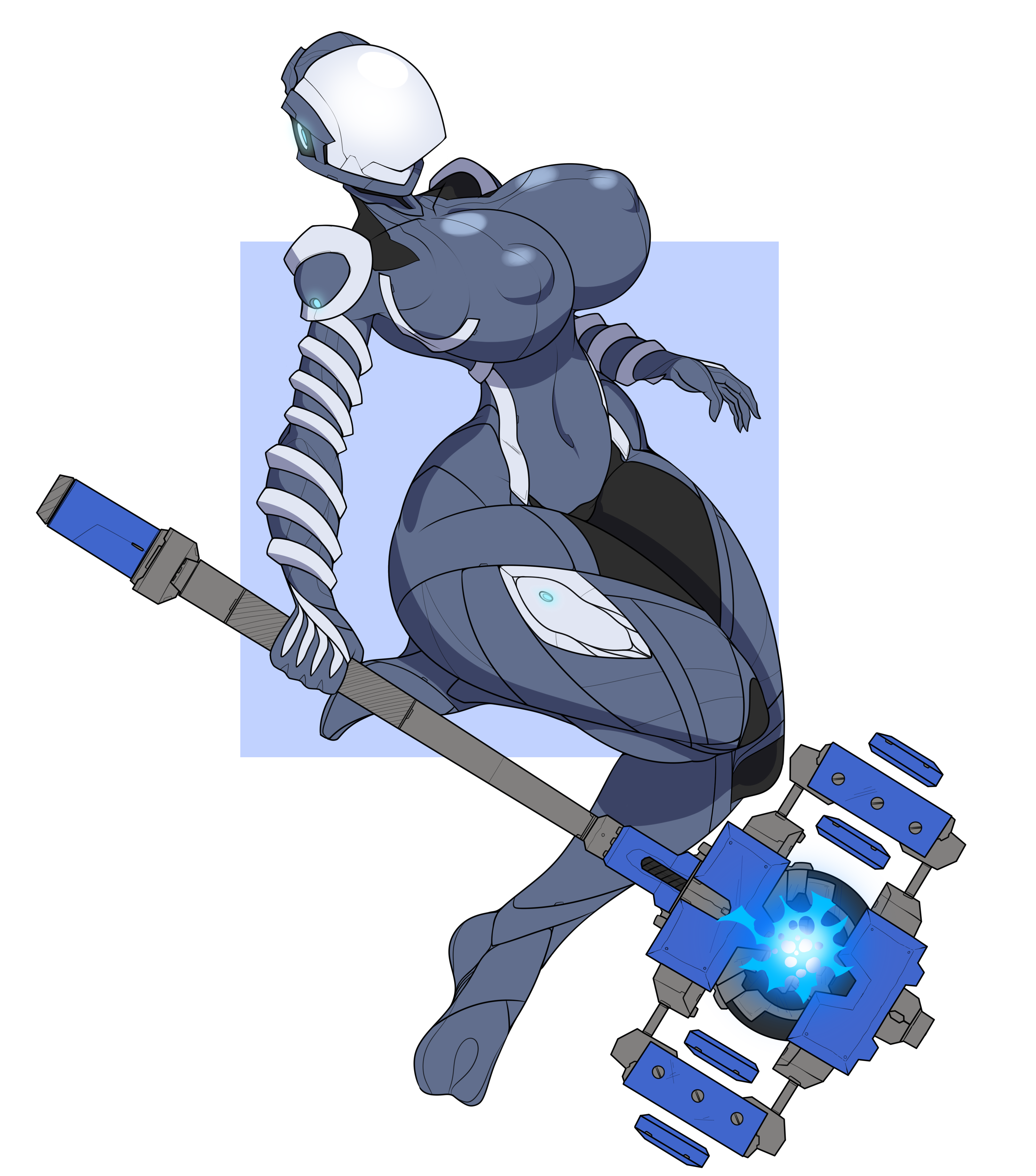 lewdreaper, mag (warframe), warframe, 1girls, ass, big breasts, breasts, cleavage, erect nipples, feet, female, female only, large breasts, nipples, solo, thick thighs, wide hips, 