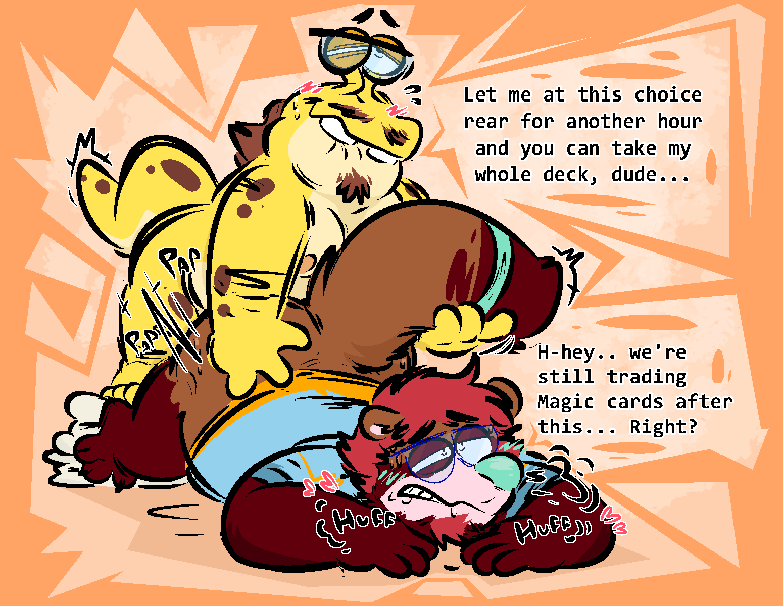 anal anal_sex another_round anthro ass bite biting_lip biting_own_lip bottomless bottomless_male breath canid canine clothed clothing dialogue doggy_style duo english_text ewan_(the-alfie-incorporated) eye_roll eyestalks eyewear facial_hair from_behind_position fucked_silly gastropod geek glasses goatee hand_on_ass hand_on_butt hi_res looking_pleasured male male/male male_penetrated male_penetrating male_penetrating_male mammal mollusk moustache narrowed_eyes nerd onomatopoeia panting penetration penile penile_penetration penis pillow raccoon_dog sex short slug sound_effects tanuki text the-alfie-incorporated