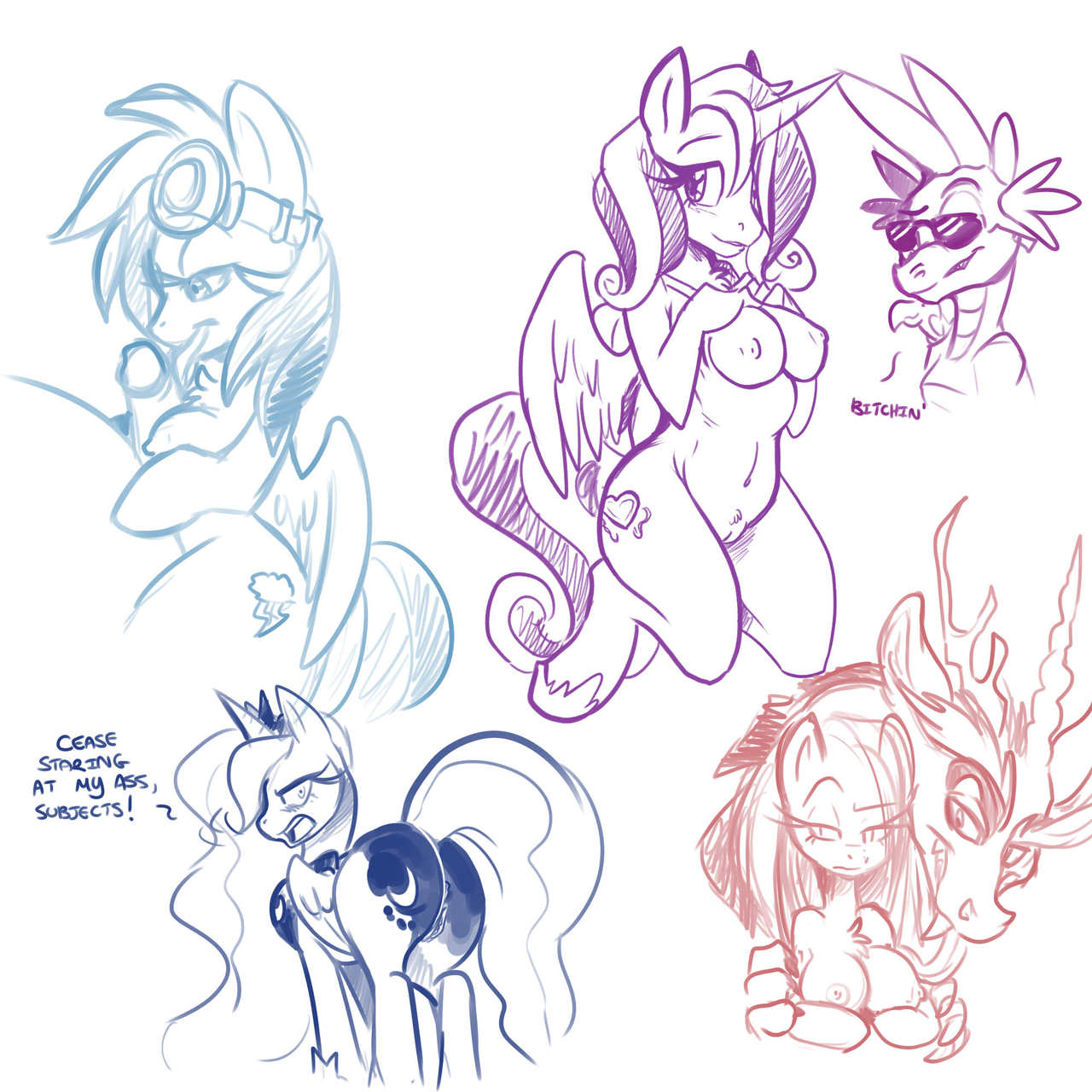 mel the hybrid, pinkie pie (mlp), princess cadance (mlp), princess luna (mlp), rainbow dash (mlp), spike (mlp), discord, friendship is magic, my little pony, 