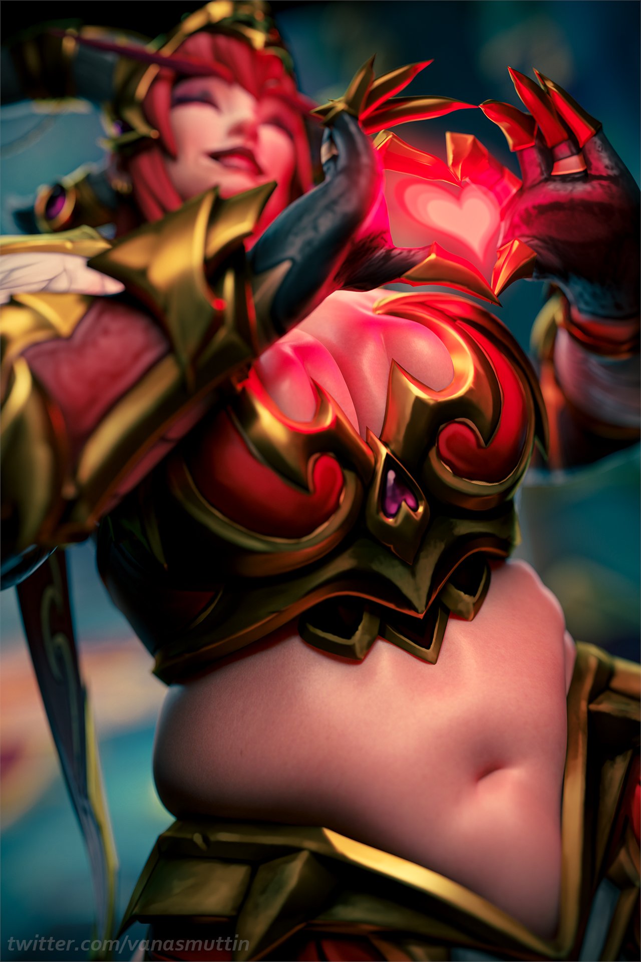 vanasmut, blizzard entertainment, world of warcraft, 3d, 3d (artwork), alternate version at source, alternate version available, 2022, fanart, female, female focus, female only, girl, pinup, 