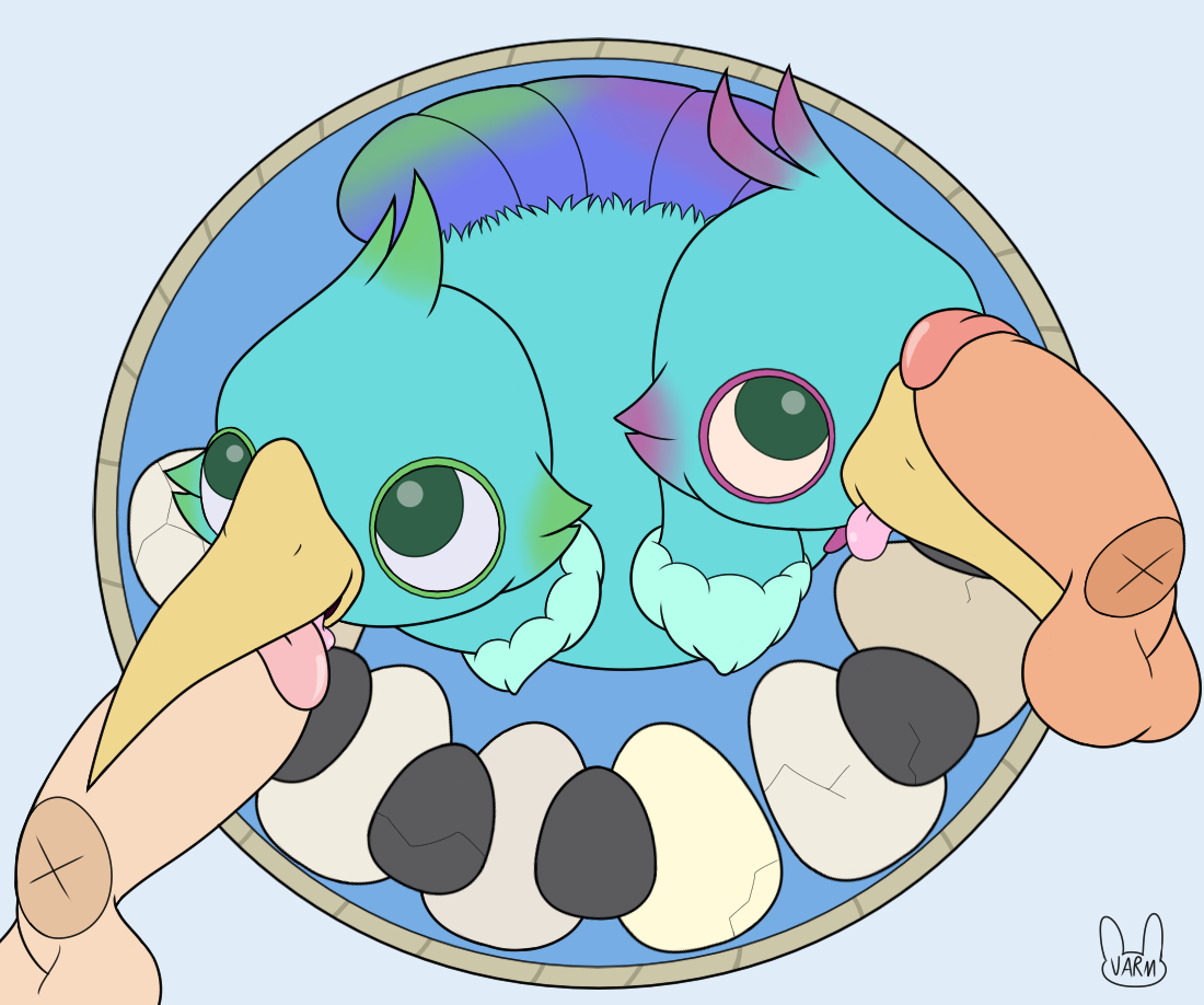 2 heads, ambiguous gender, avian, balls, beak, beak fetish, beak play, beak sex, beakjob, big blue bubble, bird, blue body, cheek tuft, commanderkitters, disembodied penis, facial tuft, feathers, feral, genitals, green eyes, group, head tuft, human, human on feral, humanoid genitalia, humanoid penis, interspecies, keyboard instrument, looking up, male, mammal, multi head, musical instrument, my singing monsters, neck tuft, oral, penis, pink tongue, quibble, sex, smile, tail feathers, tongue, tongue out, trio, tuft, zoophilia, 