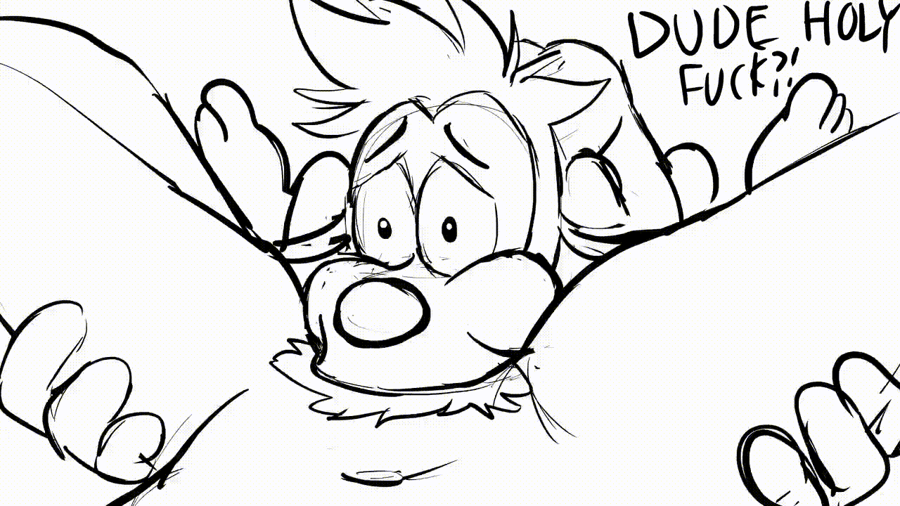 animated anthro anthro_only canid canine canis chad_(a_goofy_movie) dialogue digital_media_(artwork) disney domestic_dog duo english_text erection eye_contact fellatio fur gay genitals glizzy_gobbler goof_troop hair hand_on_legs hand_on_thighs humanoid_genitalia humanoid_penis looking_at_another male male/male male_only mammal max_goof monochrome nude on_the_floor oral penile penis pubes sex simple_background smile tetrahomoerotica text