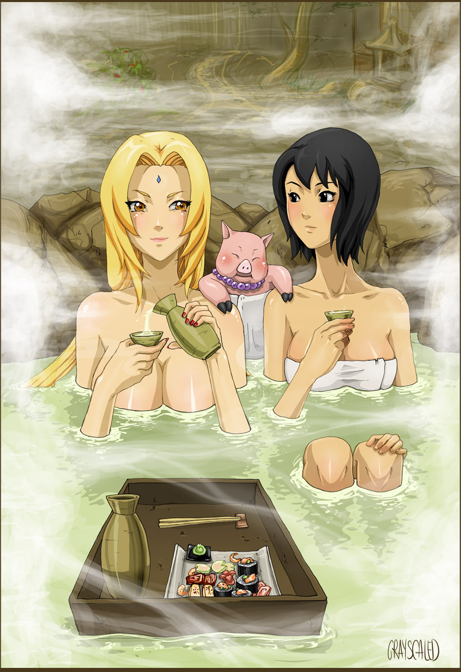 Rule34 - If it exists, there is porn of it / grayscaled, shizune, shizune  (naruto), tonton, tsunade / 173993