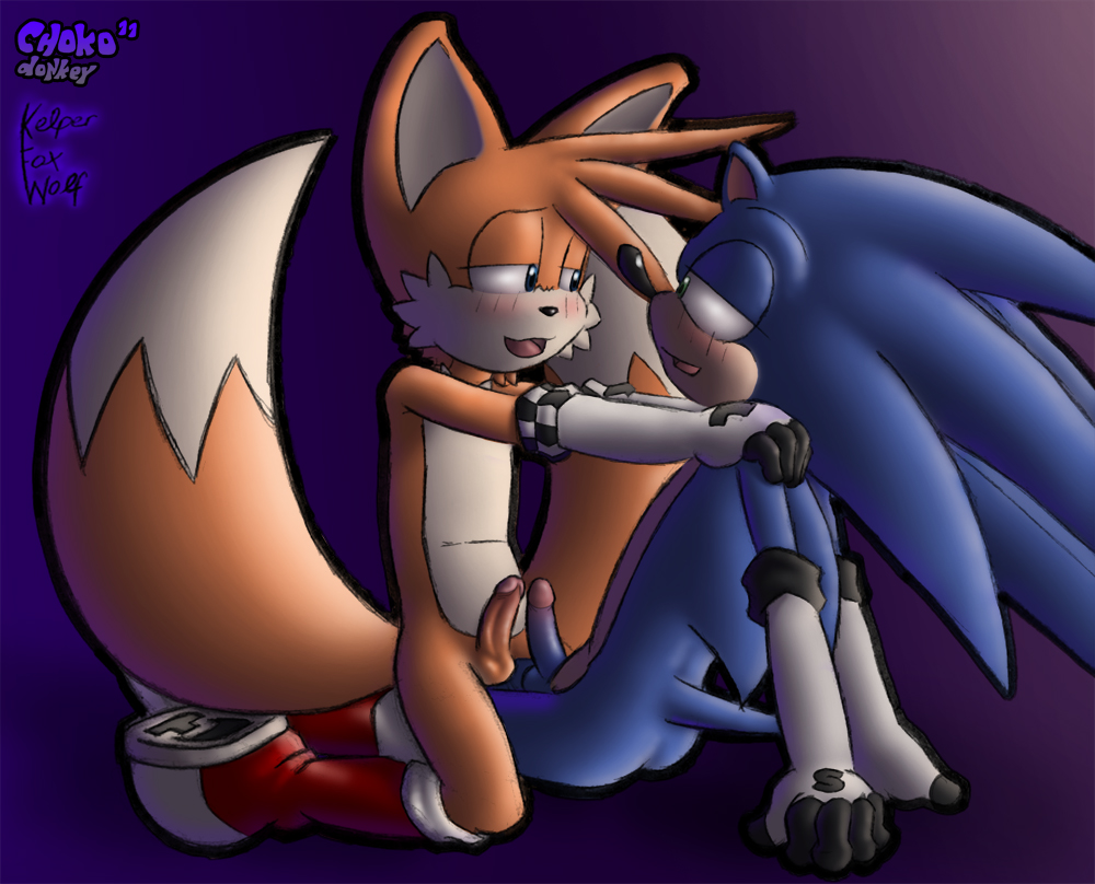 kelper fox wolf, sonic the hedgehog, tails, sonic (series), blue fur, fur, furry, hedgehog, male, male only, mammal, multiple males, yaoi, 