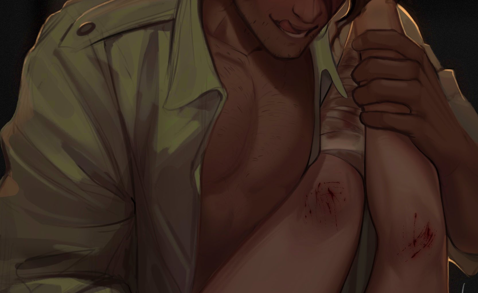 strade, boyfriend to death, ambiguous gender, bandages, blood, dominant mal...