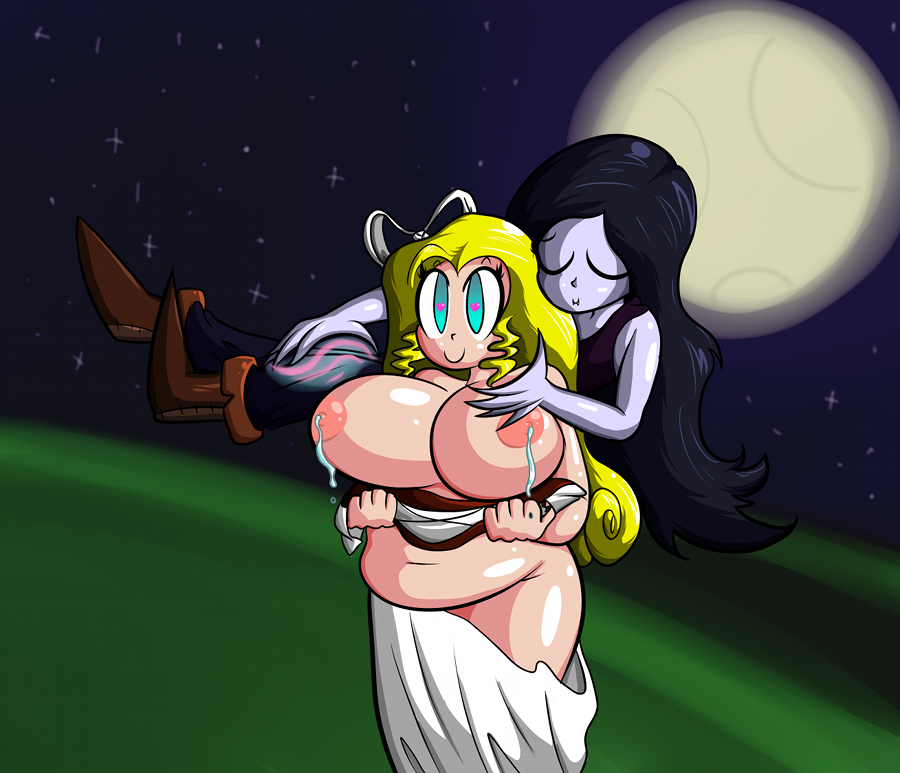 snakegalskye, marceline, adventure time, heart-shaped pupils, hypnosis, lactation, large breasts, mind control, 