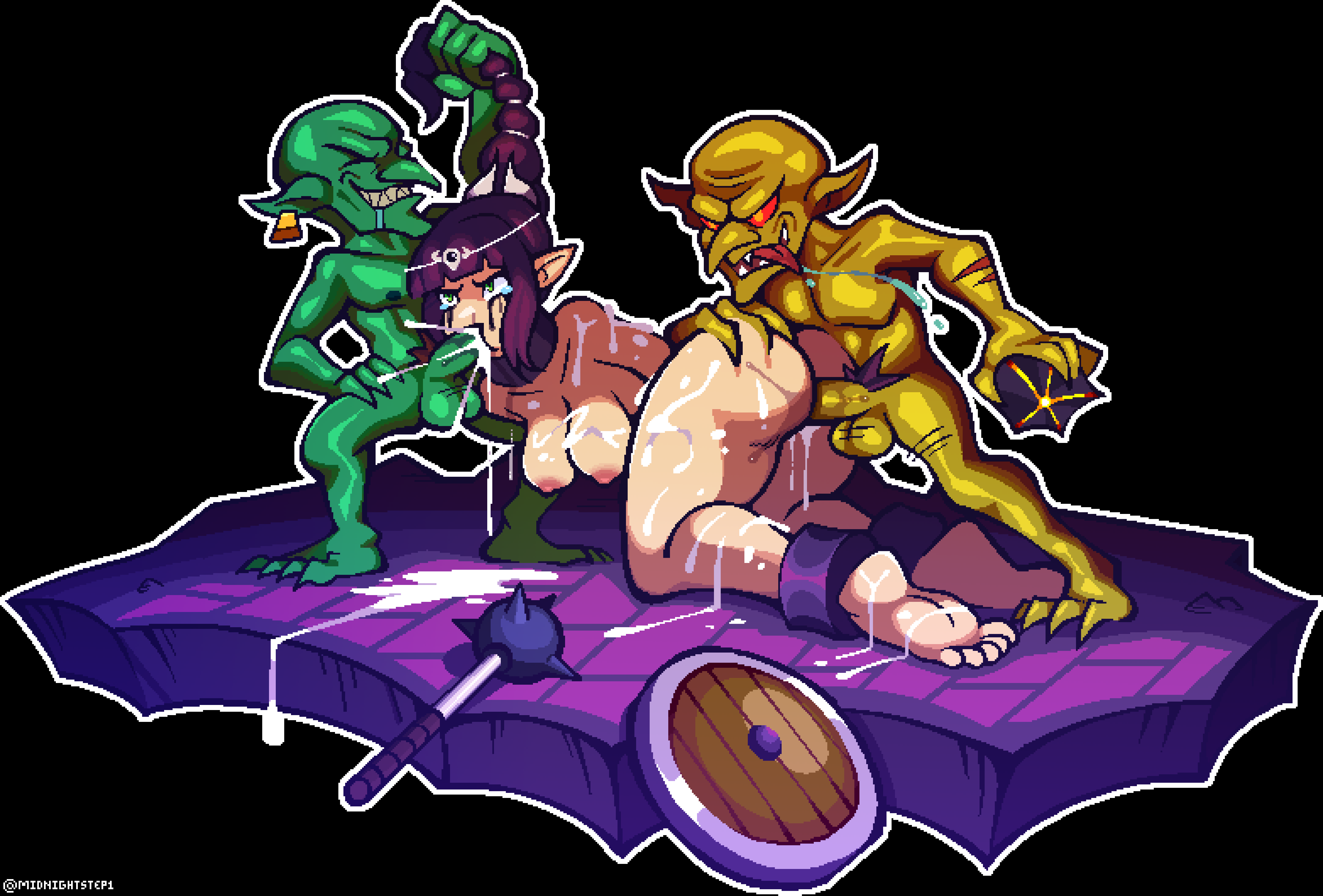 1girls 2boys absurd_res areolae arms_behind_back ass bad_end bald baldur's_gate baldur's_gate_3 balls ballsack bangs big_ass breasts circlet colored crying crying_with_eyes_open cum cum_everywhere cum_in_mouth cum_on_ass cum_on_body cum_on_breasts cum_on_feet dark_purple_hair defeated defeated_heroine drooling dungeon dungeons_and_dragons elf elf_ears elf_female fellatio female forgotten_realms free_use fucked_from_behind goblin goblin_male green_eyes green_skin group_sex hair_ornament half-elf highres light-skinned_female light_skin long_hair mace male medium_breasts midnightstep nipples on_floor on_knees oral_sex penis pixel_art pointy_ears ponytail pubic_hair pulling_hair red_eyes revision runny_makeup sex sex_slave shackles shadowheart sharp_claws sharp_teeth shield small_dom_big_sub spitroast submissive submissive_female tears threesome tongue used