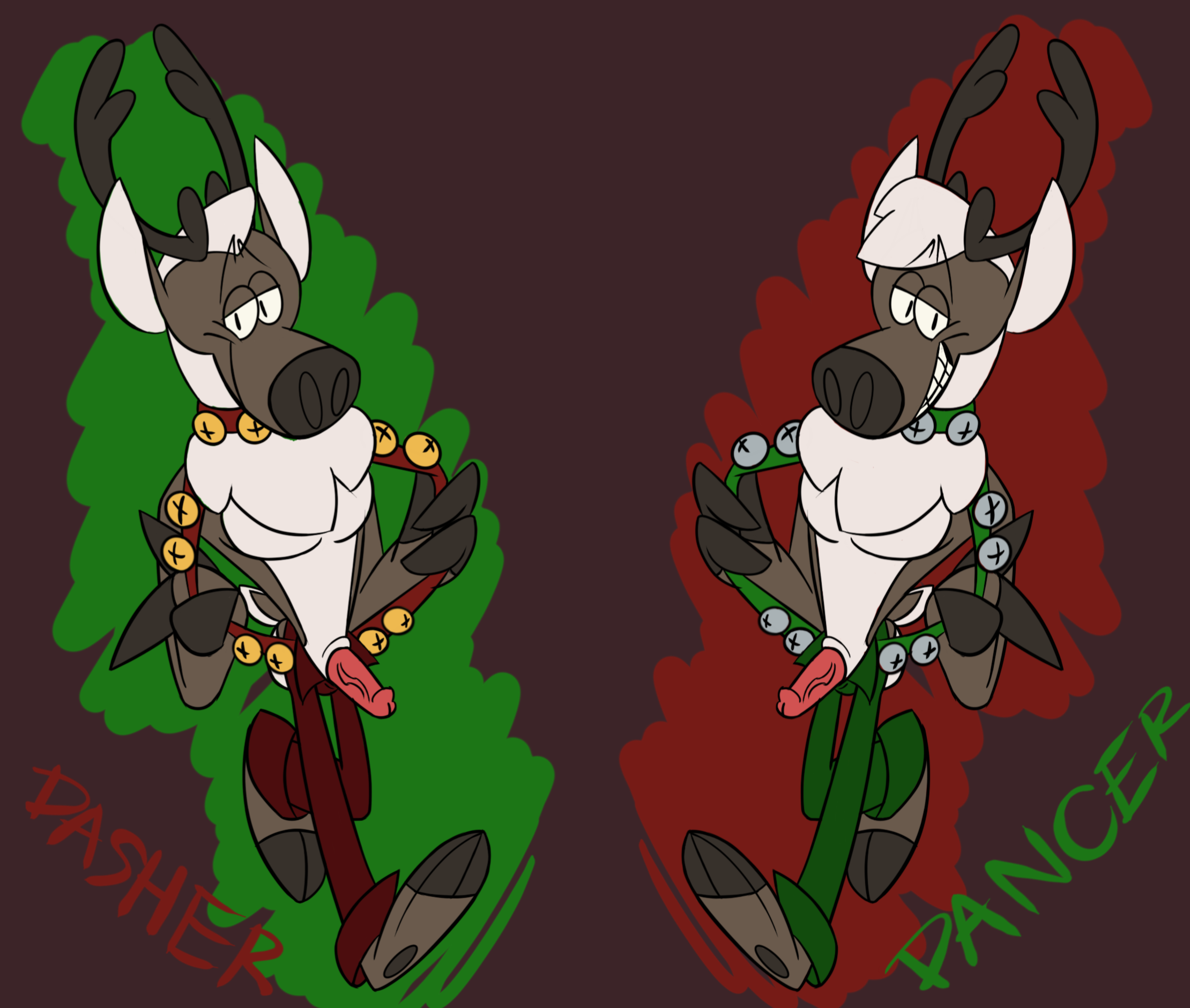 anthro christmas dancer dasher jingle_bell male overalls penis rankin-bass reindeer