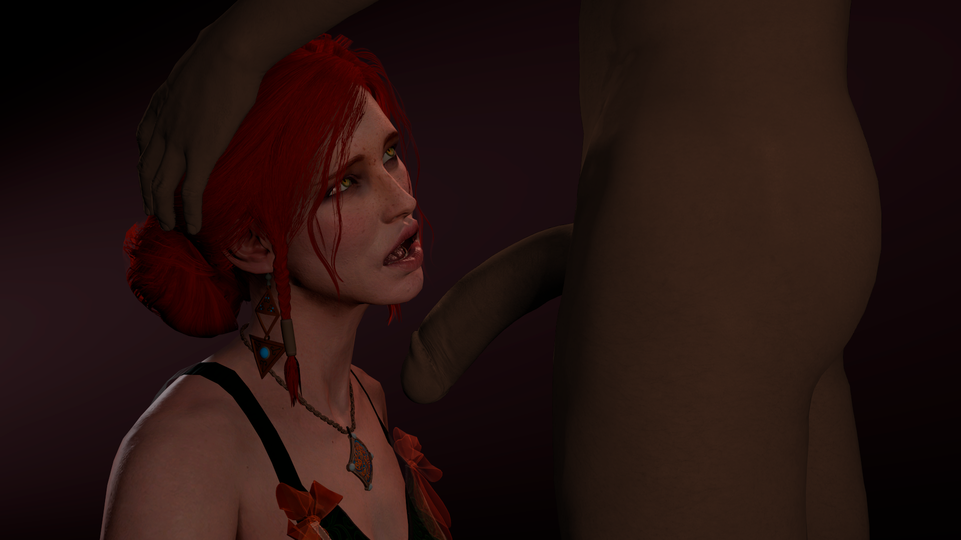 <b>triss</b> merigold, the witcher, the witcher 3: wild hunt, 3d, 1boy, 1girls, da...