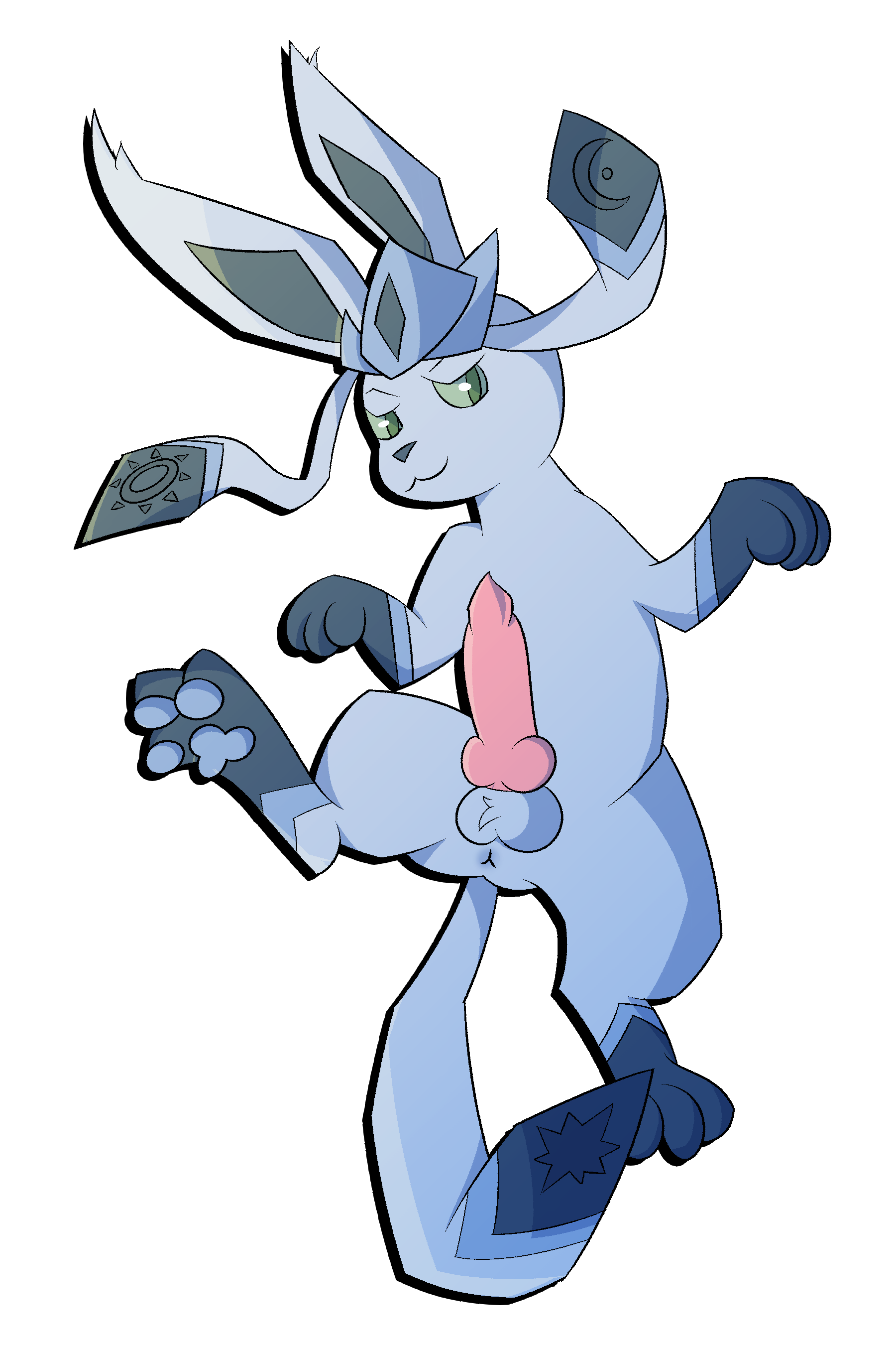 eeveelution, glaceon, pokemon (species), nintendo, absurd res, hi res, balls, canid, erection, feral, generation 4 pokemon, genitals, male, mammal, pawpads, penis, pokemon, presenting, smile, solo, tail, tantei, 