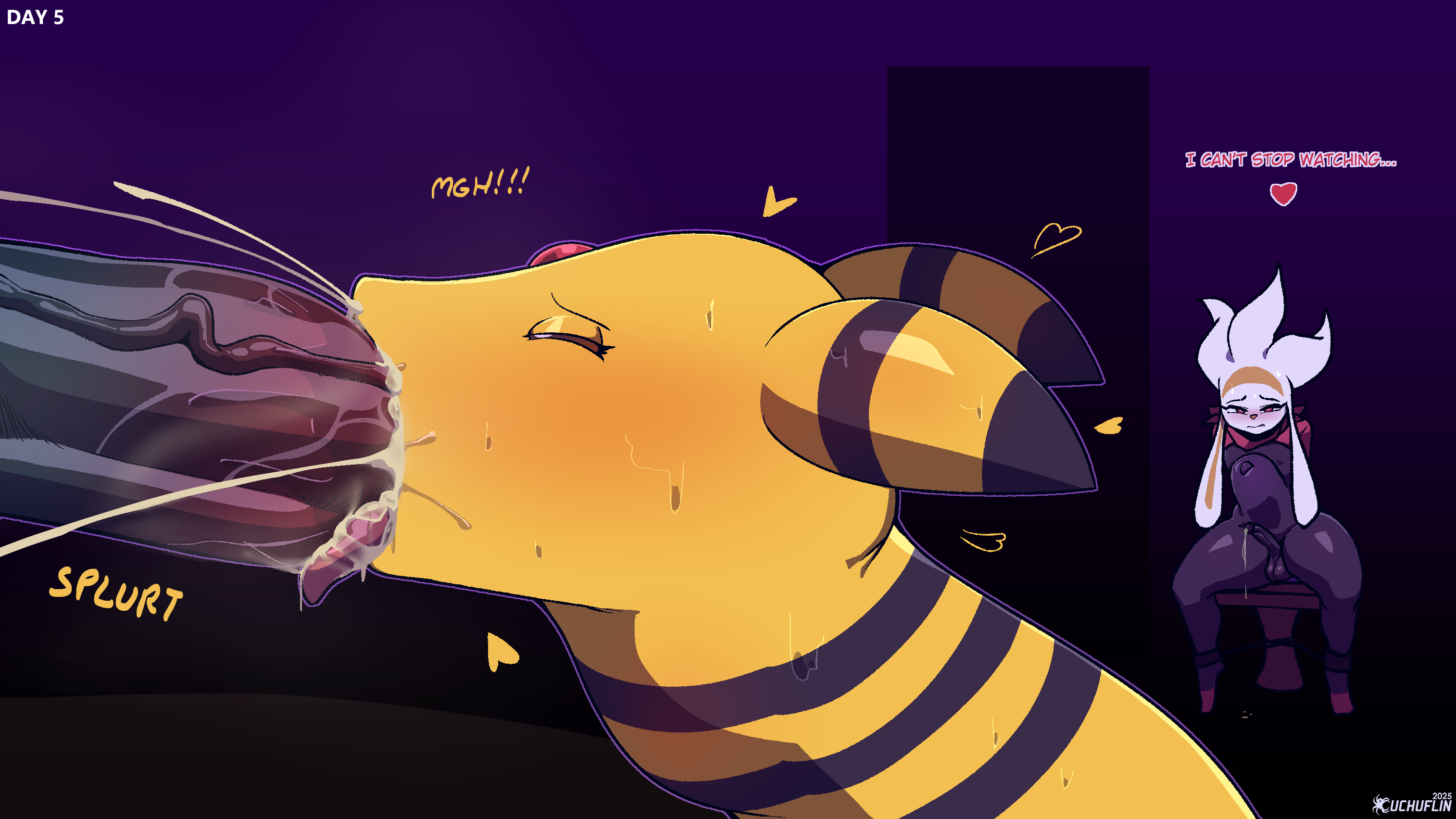 ambiguous_gender ampharos anthro big_dildo blowjob cinderace cindy_(cuchuflin) continuous_ejaculation cuchuflin cum_in_mouth cum_in_throat cum_out_nose cumshot deepthroat dildo hands-free handsfree_ejaculation huge_dildo lucario nintendo pokemon pokemon_(species) raboot stomach_bulge throat_bulge watching