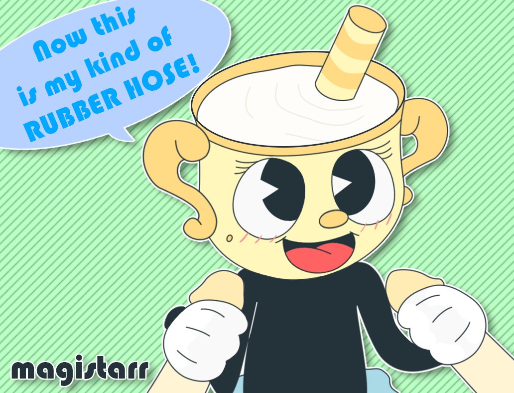 magistarr, ms. chalice, cuphead (game), speech bubble, 1girls, 2boys, doubl...