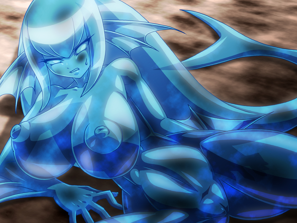 1girls, abs, big breasts, big nipples, breasts, erect nipples, female, fin, goo, huge breasts, marine, merfolk, mimitan tokage, monster girl, nipples, nude, pussy, see-through, slime, solo, spread legs, spreading, sweat, sweatdrop, 