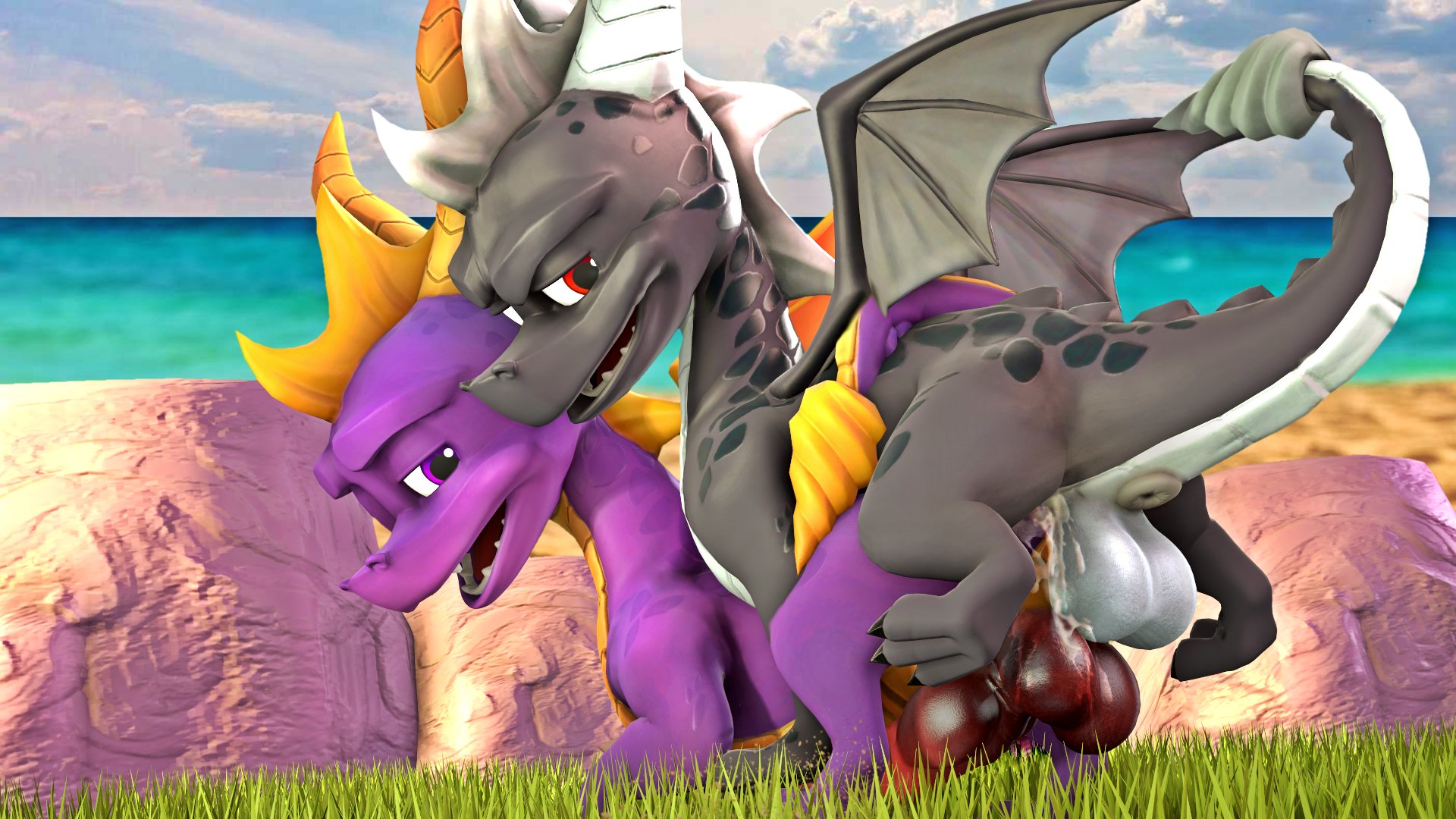 dark spyro, spyro, activision, spyro the dragon, 16:9, hi res, anal, balls,...