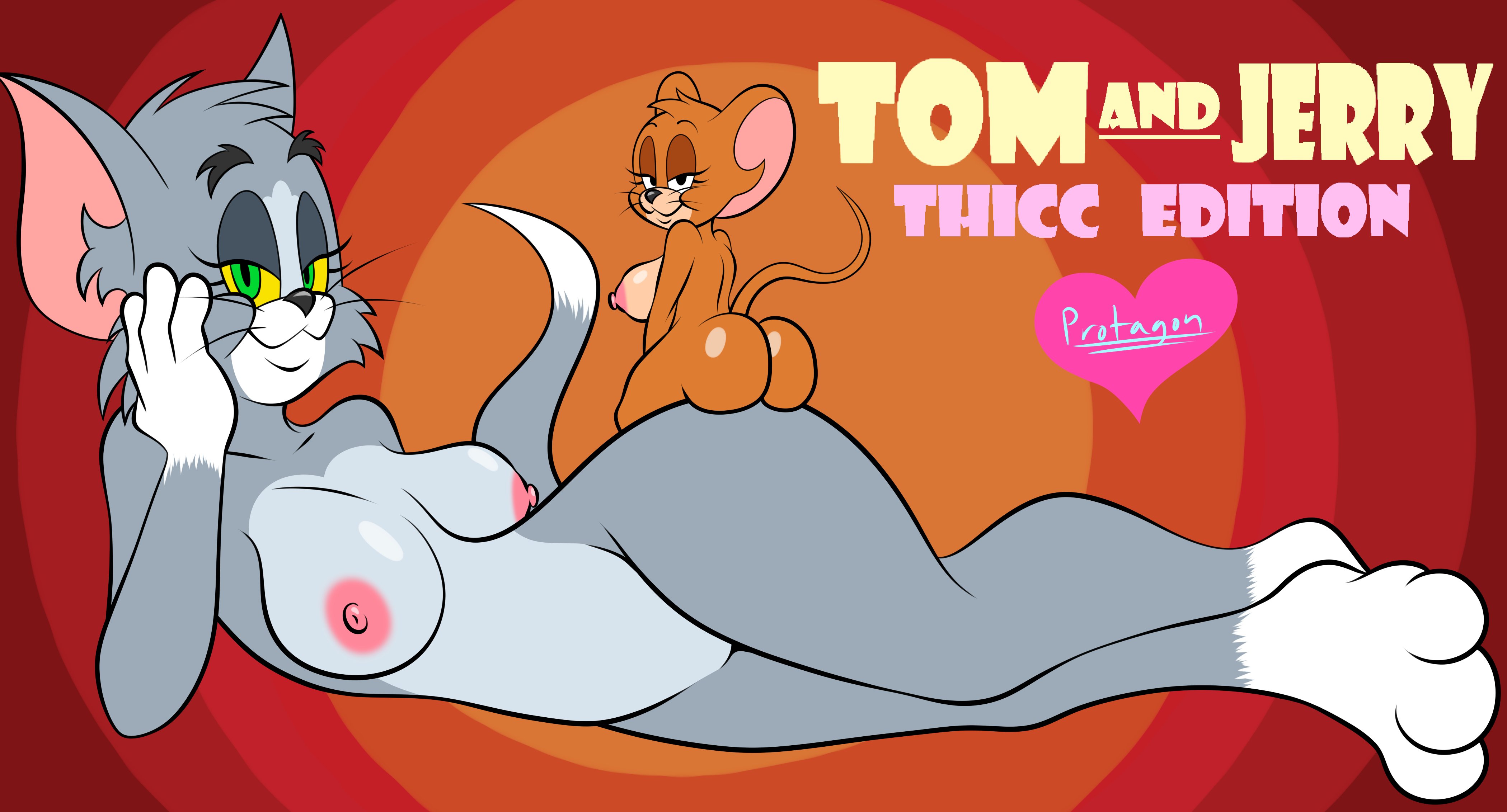 protagon, tom and jerry, rule 63, big ass, breasts, feline, furry, mouse, n...