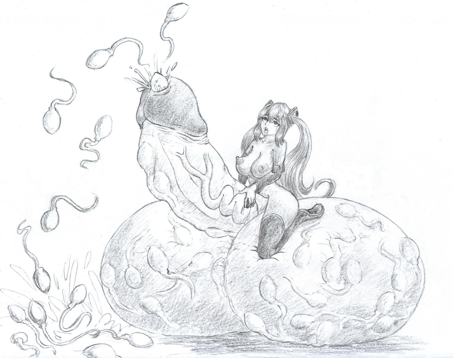 hazelnazel, hatsune miku, futanari, giant sperm, gigantic penis, gigantic testicles, hyper balls, hyper penis, hyper sperm, vocaloid, 