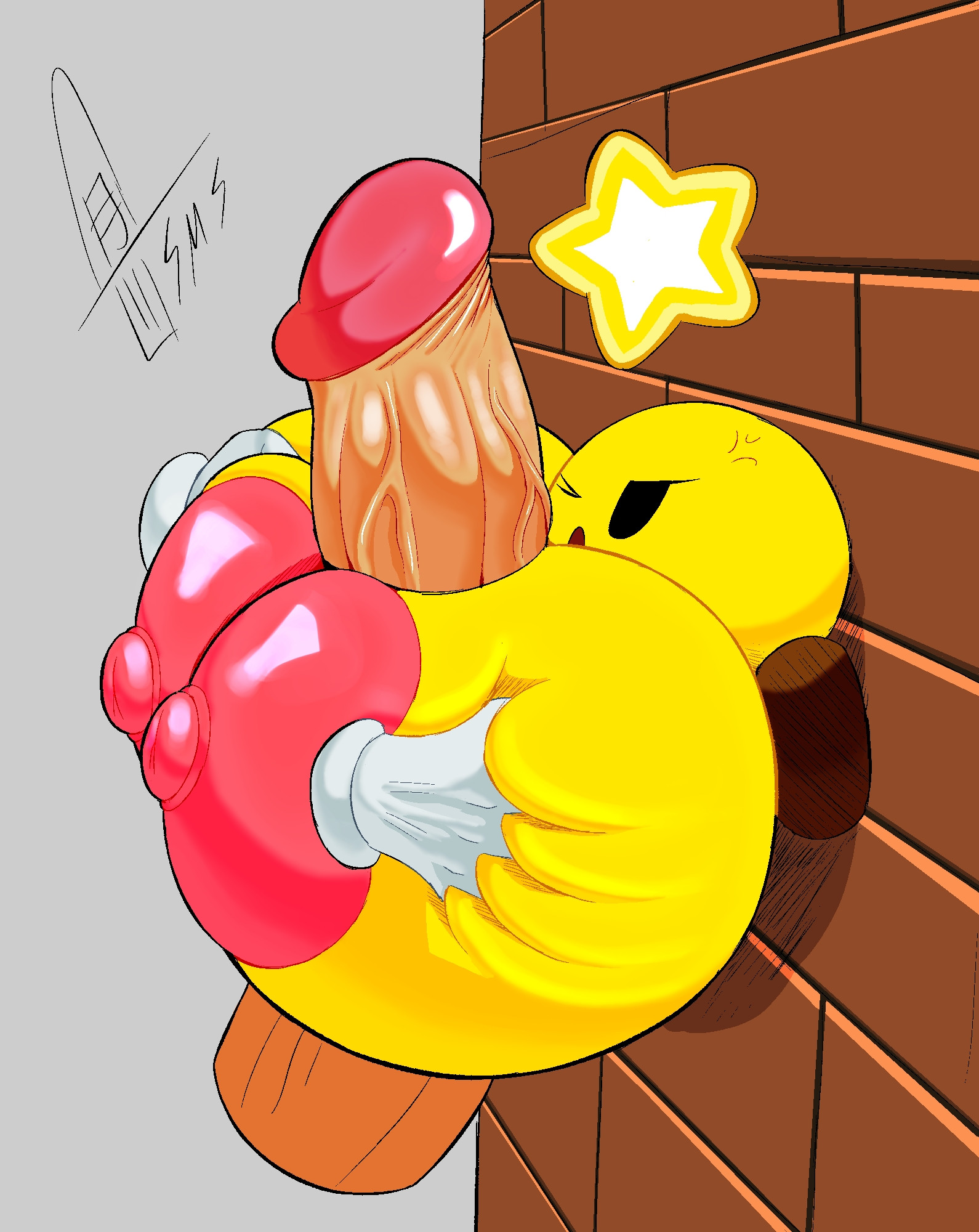 alternate_version_at_source angry_face angry_female ball_with_boobs ball_with_hyper_features breasts colored disembodied_penis edit female grabbing_breasts groping_breasts huge_breasts huge_cock hyper_breasts hyper_penis male mario_(series) mario_and_luigi_(series) nintendo penis star_sprite starlow super_mario_bros. supermoonshroom veiny_penis waddling_head