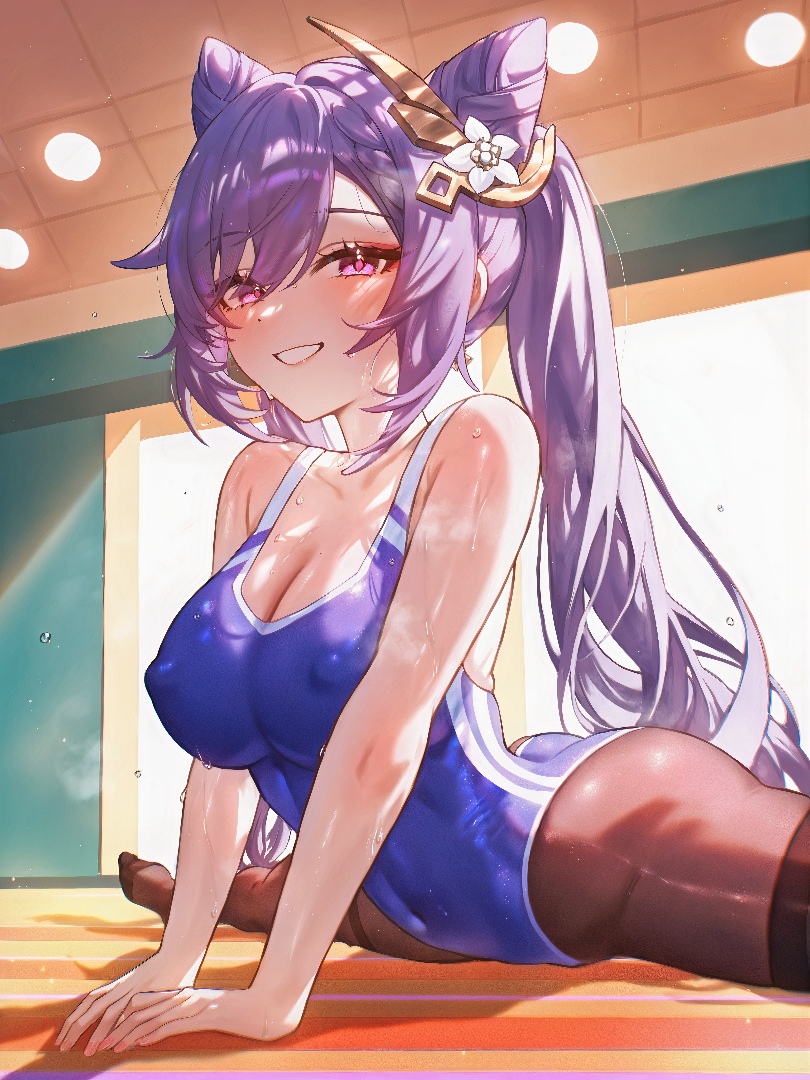 :d absurd_res alternate_breast_size alternate_costume arched_back arm_rest arm_support armpit_crease ass athletic_leotard backlighting ballerina bare_arms bare_shoulders black_pantyhose blue_one-piece_swimsuit blush braid braided_bangs braided_bun braided_ponytail breasts breasts_squeezed_together bright_pupils brown_pantyhose cameltoe ceiling ceiling_light cleavage clenched_teeth collarbone colored_eyelashes competition_school_swimsuit competition_swimsuit cone_hair_bun covered_navel covered_nipples cowboy_shot crotch day diamond-shaped_pupils diamond_(shape) double_bun doughnut_hair_bun dripping elbow_rest exercise eyelashes eyeliner eyeshadow feet feet_out_of_frame female fine_fabric_emphasis fingernails flexible flower flower-shaped_pupils foot_out_of_frame from_side full_body genshin_impact grin groin gym hair_between_eyes hair_bun hair_ears hair_flower hair_ornament hairclip half-closed_eyes hands_on_ground happy heart-shaped_pupils highleg highleg_leotard highleg_swimsuit impossible_clothes impossible_swimsuit indoors jewelry keqing_(genshin_impact) large_breasts leaning_forward leaning_to_the_side leg_up legs leotard light light_blush light_particles light_rays lights lips long_fingernails long_hair looking_at_viewer looking_to_the_side lying makeup medium_breasts ministro nail_polish naughty_face navel neck_tassel no_shoes on_floor on_stomach one-piece_swimsuit open_mouth outstretched_arms own_hands_together pantyhose pantyhose_under_swimsuit parted_bangs parted_lips perky_breasts pink_eyes pink_lips pink_nails plantar_flexion pool purple_eyes purple_hair purple_nails raised_eyebrows red_eyes reflection school_swimsuit seductive_smile see-through shadow shiny_clothes shiny_skin side_braid sideboob sidelocks single_braid single_hair_bun sitting skin_tight skindentation smile soles solo split spread_arms spread_legs steam steaming_body strap_gap stretching sunlight sweat swept_bangs swimsuit symbol-shaped_pupils taut_clothes taut_swimsuit teeth thick_thighs thighband_pantyhose thighs tile_floor tile_wall tiles tiptoes twintails twisted_torso v_arms very_long_hair water water_drop wet wet_clothes wet_hair wet_swimsuit white_flower wide_spread_legs window wooden_floor