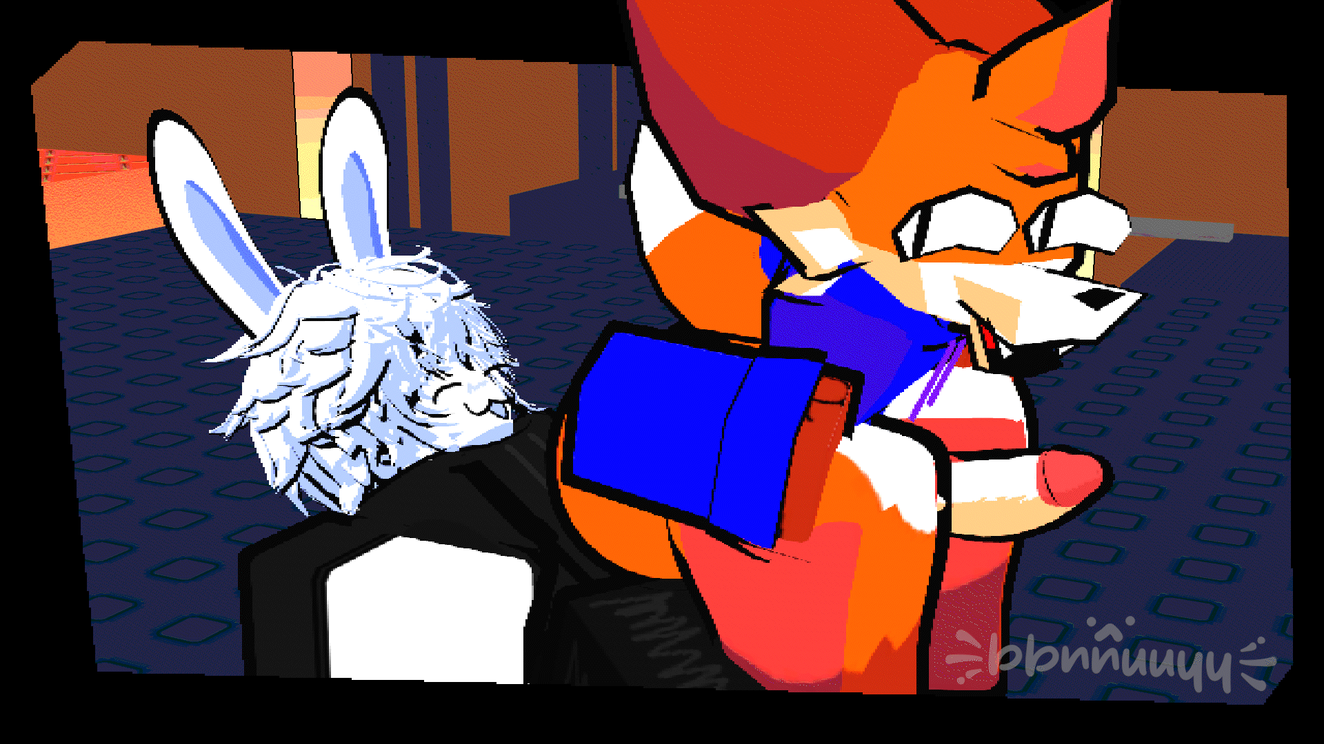 2boys 3d anal_sex animated ass bb_(bbnnuuyy) bbnnuuyy bunny_boy clothed fox gay gif large_ass large_penis looping_animation male penis pixelated riding riding_penis roblox roblox_game robloxian self_upload soups_(superiorfox) sword_fights_on_the_heights tagme tail tailwag