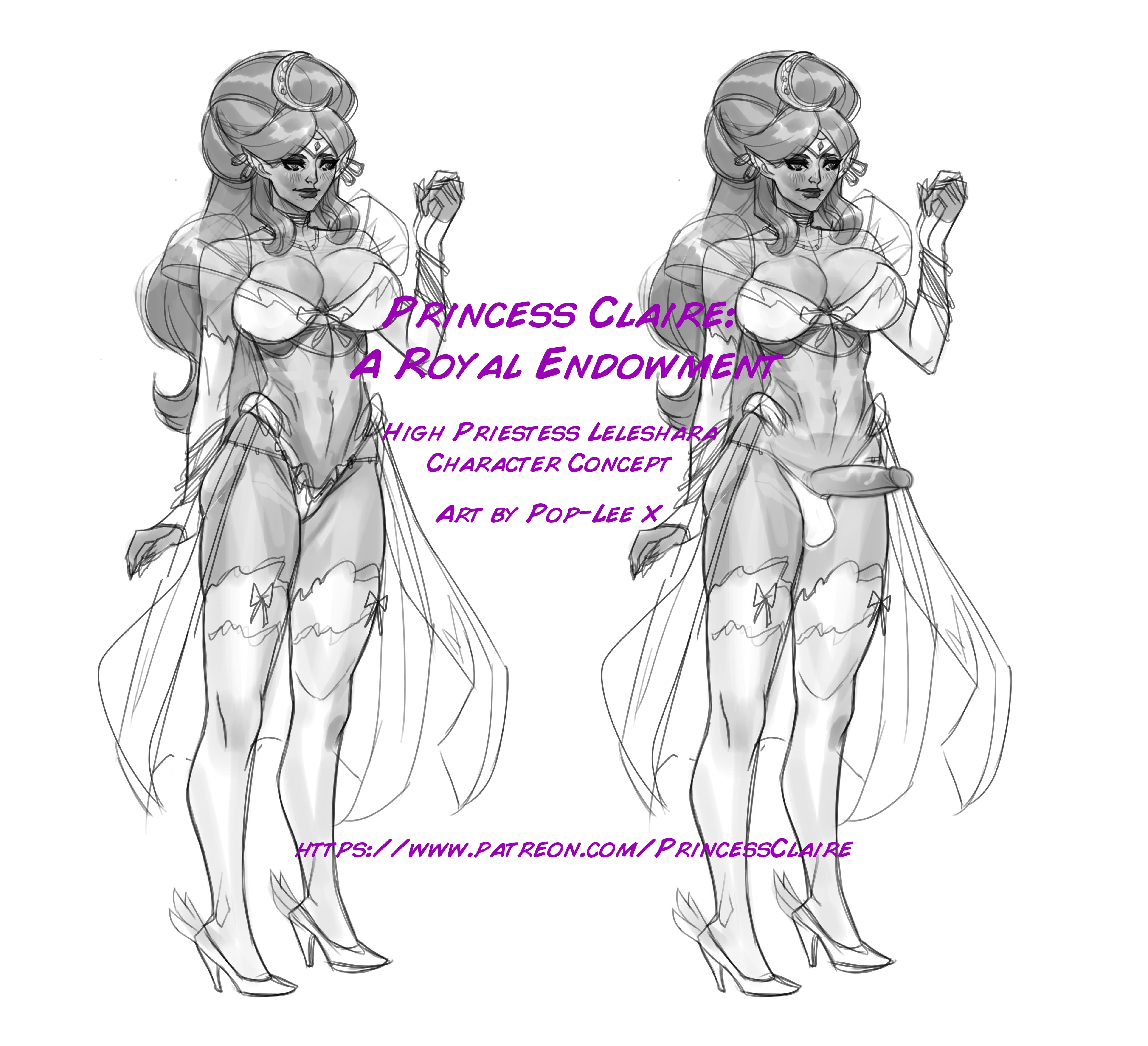 pop-leex, princess claire, balls, crescent, futanari, high priestess leleshara, intersex, lingerie, moon, penis, priestess, 