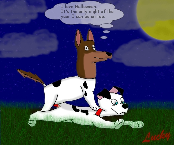 lucky, 101 dalmatians, disney, tagme, canine, dog, feral, from side, fur, gay, male, mammal, night, nude, outdoors, penis, sex, 