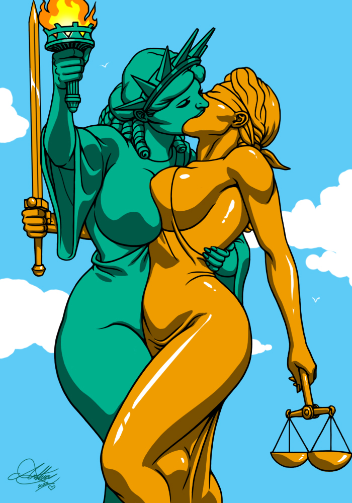 kaywest, lady justice, lady liberty, statue of liberty, asymmetrical breast...