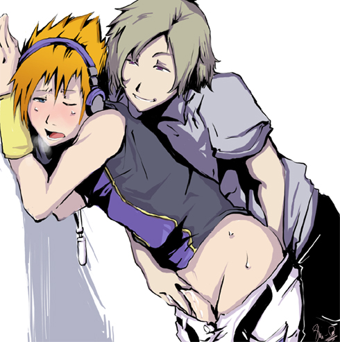 joshua, neku sakuraba, the world ends with you, tagme, male, male only, multiple males, yaoi, 