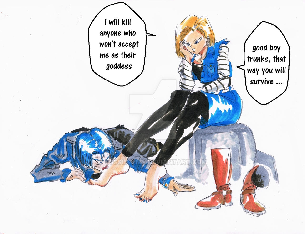 Foot Slave Drawing - Rule34 - If it exists, there is porn of it / android 18, trunks briefs /  5101169