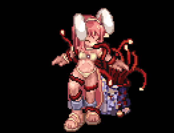 animated artist_request breasts bunny_ears captured captured_heroine dancer dancer_(ragnarok_online) female female_only oral penomena pixel_art ragnarok_online red_hair small_breasts tentacle