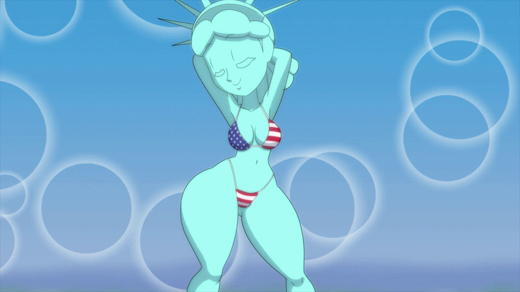 tansau, lady liberty, statue of liberty, 4th of july, 2020, 2d animation, a...