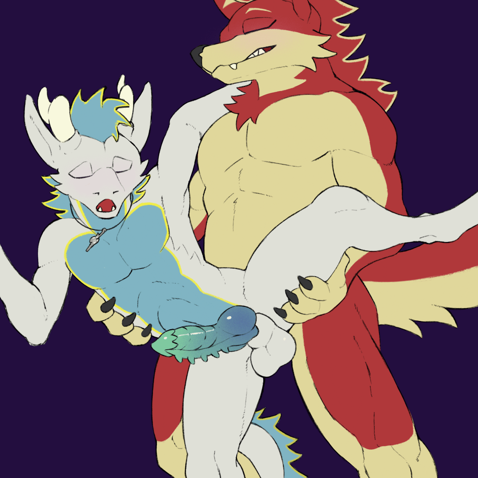 anal anal_sex animal_genitalia animal_penis animated anthro anthro_penetrated ass balls balls_deep balls_slap balls_touching big_balls big_penis bodily_fluids bouncing_balls canid canine canis carrying_another carrying_partner claws danamasco digital_media_(artwork) dragon duo fur gay genitals hair hi_res horn jewelry knot lazzie male male/male male_only male_penetrated male_penetrating mammal multicolored_body multicolored_penis mythological_creature mythological_scalie mythology necklace nude open_mouth paws penetration penile penile_penetration penis penis_in_ass scalie sex simple_background size_difference skyril slap standing stomach_bulge tail thrusting white_body wolf