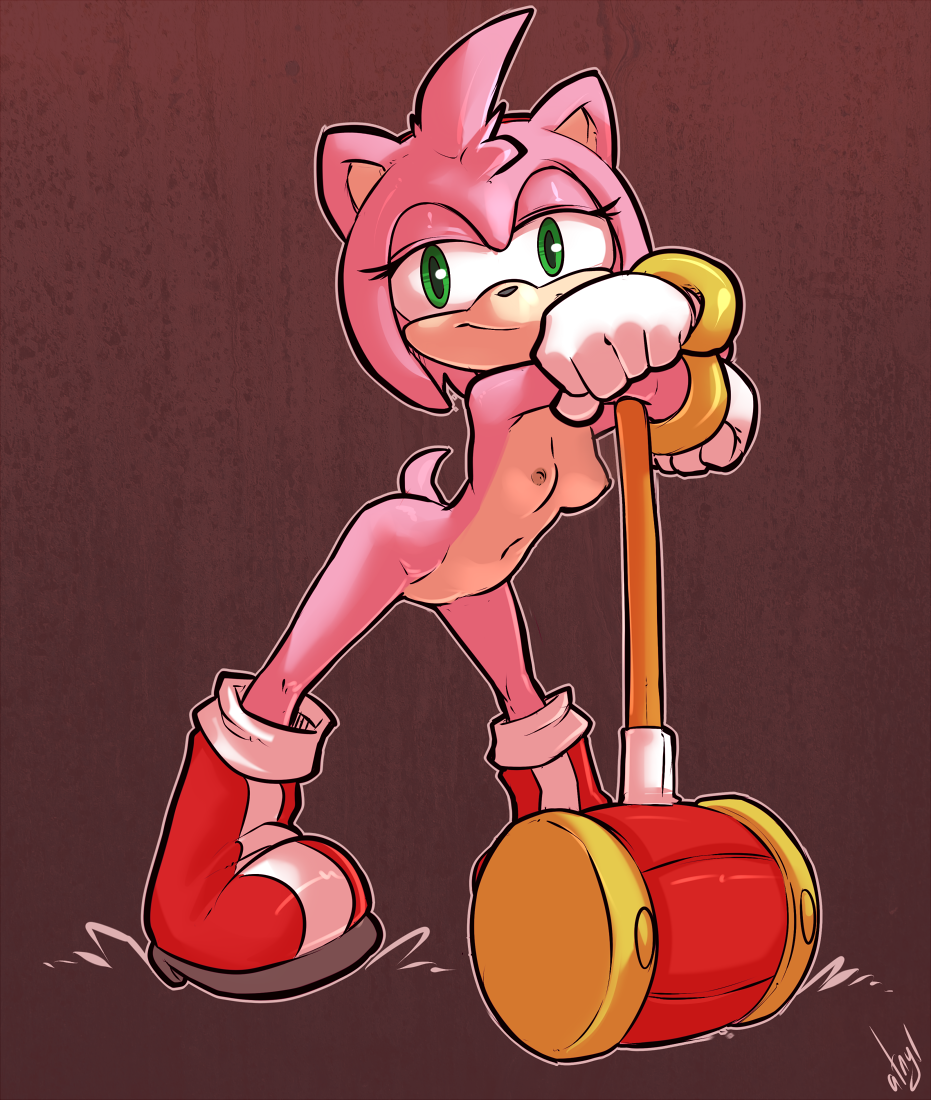 amy rose, sonic (series), boots, casual, clothing, exposed torso, footwear,...