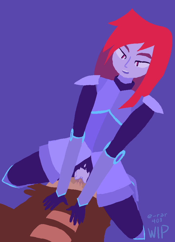 unknown artist, niko (oneshot), silver (oneshot), oneshot, purple background, watermark, arm support, armor, armored dress, clothed, clothed sex, cowgirl position, dripping, dripping pussy, ejaculation, ejaculation while penetrated, exposed pussy, fanart, female/male, female domination, female on top, half-closed eyes, kneeling, knight, looking at partner, looking pleasured, male/female, on back, on ground, on top, open mouth, outfit, penetration, penis in pussy, precum, red hair, robot, robot girl, robot humanoid, sex, sexually suggestive, suggestive, torn clothing, vagina, vaginal penetration, vaginal sex, video game, wip, 