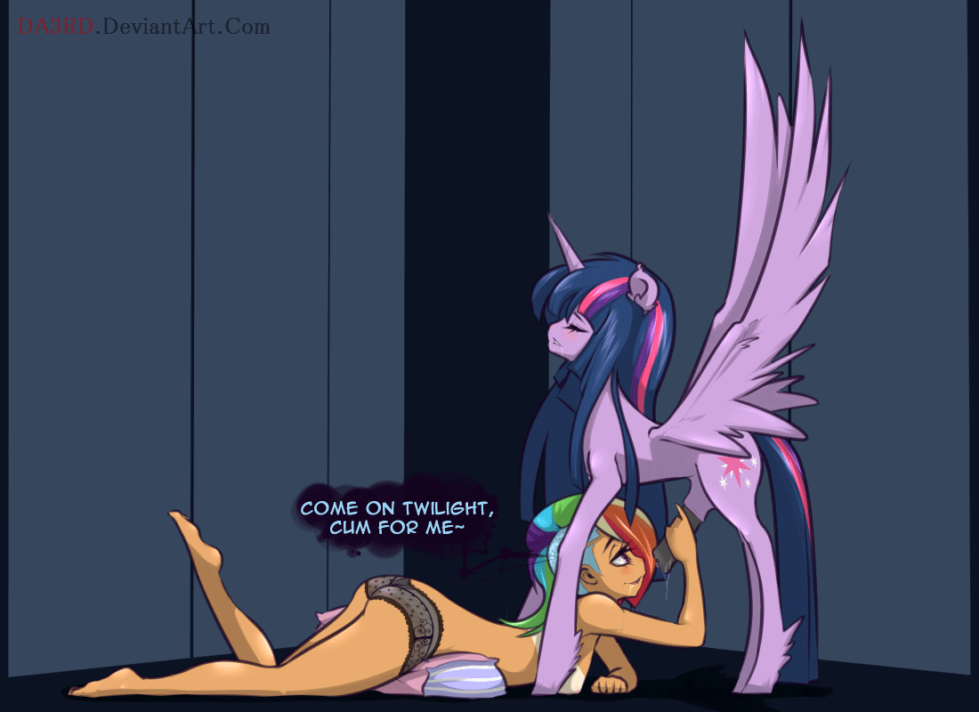 da3rd, rainbow dash (mlp), twilight sparkle (mlp), friendship is magic, my little pony, animated, english text, simple background, text, animal genitalia, areola, black penis, breasts, breath, closed eyes, clothed, clothing, cum, cum in mouth, cum inside, cutie mark, equine, female, feral, fur, furry, futa on female, futanari, hair, half-closed eyes, half-dressed, handjob, heart, horn, horse, horsecock, human, inside, intersex, interspecies, looking at penis, mammal, multicolored hair, nipples, open mouth, orgasm, panties, penis, penis milking, pillow, pony, purple fur, purple hair, rainbow hair, smile, tan line, teeth, tongue, tongue out, two tone hair, underwear, wings, zoophilia, 