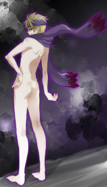 morty, color, tagme, ass, barefoot, human, male, male only, nude, pokemon, scarf, solo, standing, 