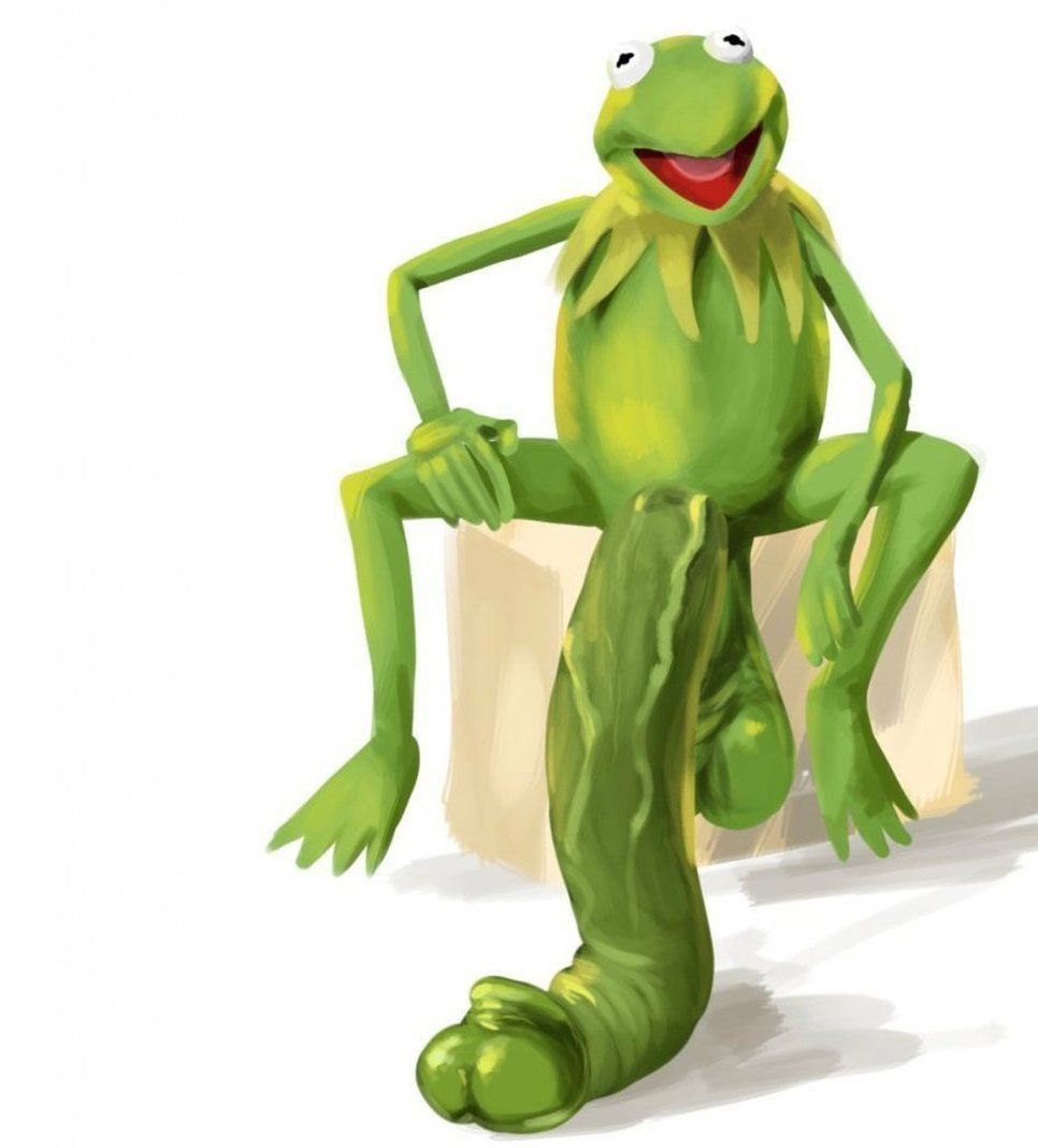 unknown artist, kermit the frog, muppets, simple background, white backgrou...