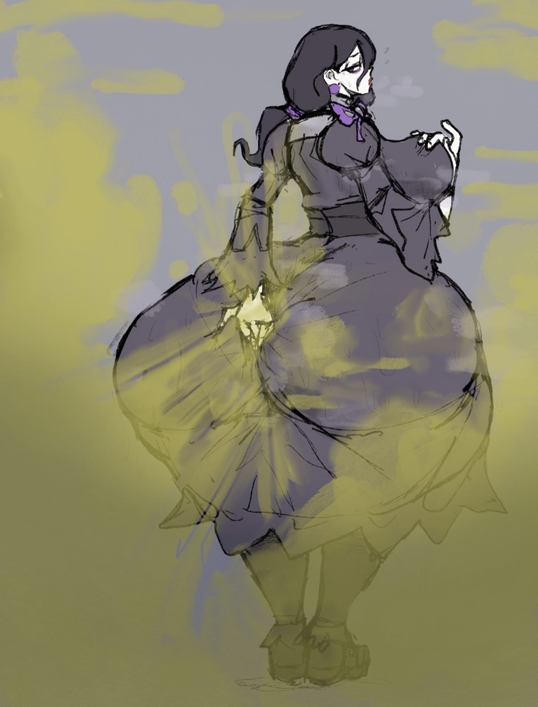 alternate_version_available ass ass_bigger_than_head ass_bigger_than_torso ass_body breasts butt_digging digging_up_in_they_ass dress dumptruck_ass fart fart_cloud fart_fetish farting female game_freak hex_maniac hex_maniac_(z-a) huge_ass huge_breasts massive_ass nintendo pokemon pokemon_legends:_z-a seynsin_(artist) steam steaming_body thick_thighs wide_hips