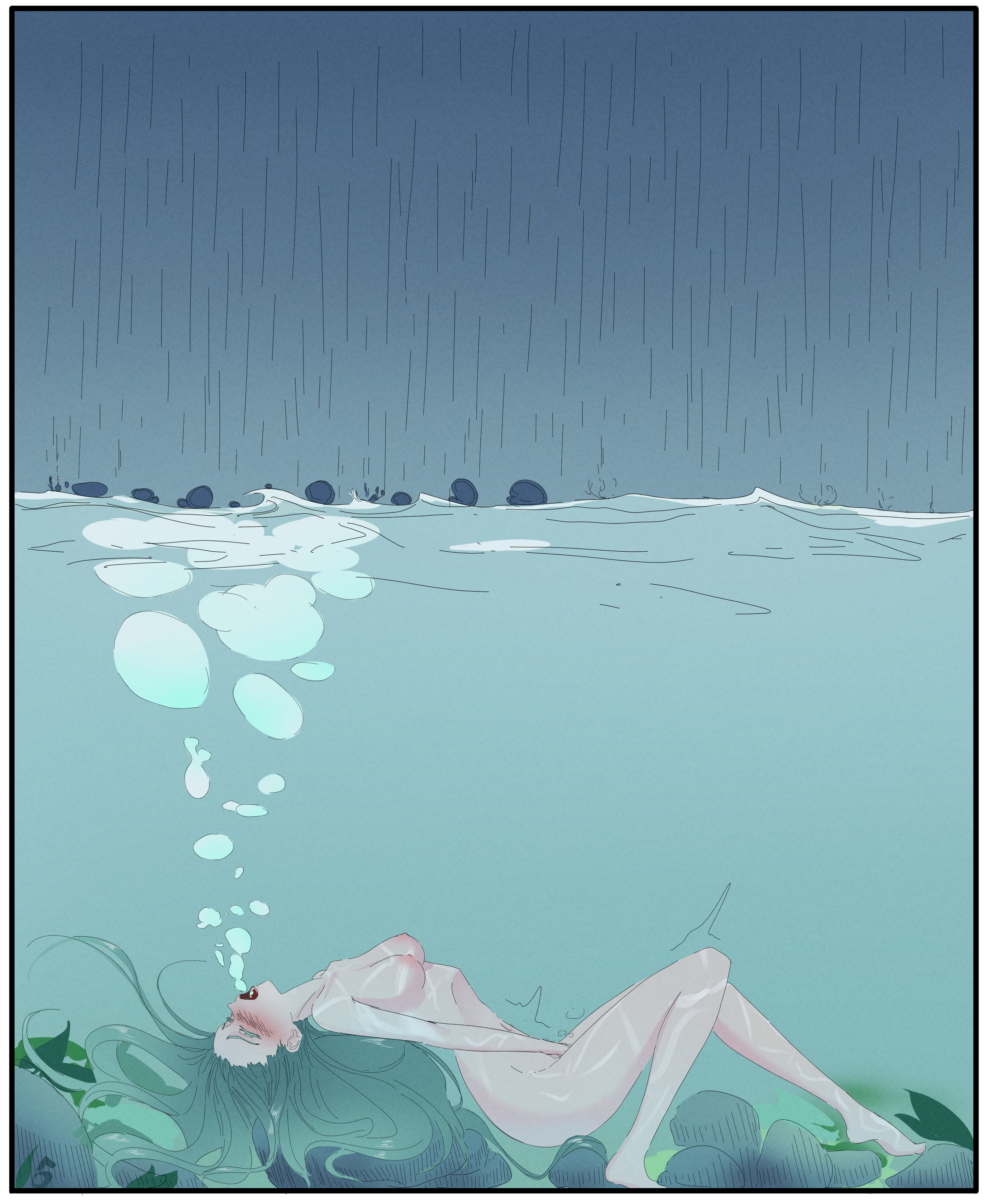 tagme, asphyxiation, bubbles, drowning, marima666 (artist), ryuota, underwater, 