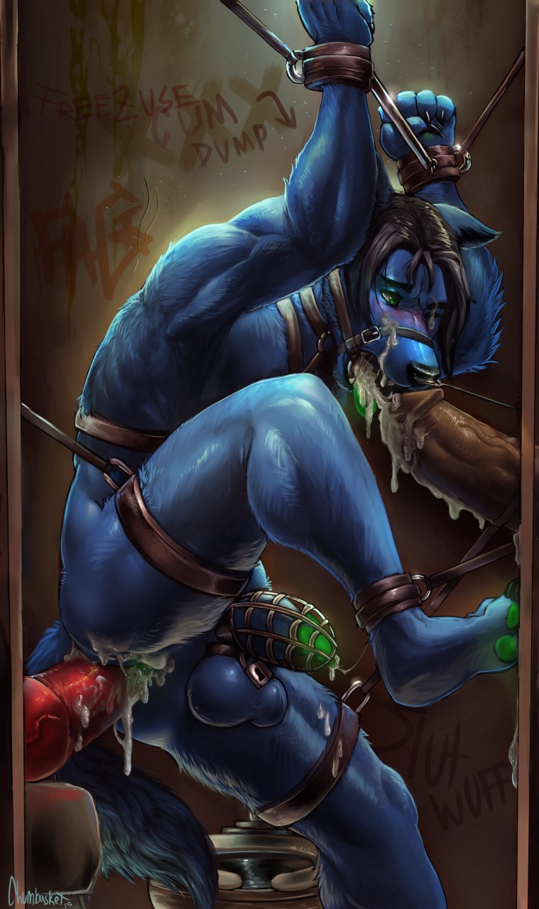 chumbasket, anal, anal sex, anthro, balls, bathroom, blush, canine, chastity, chastity cage, cuffs, cum, cum in ass, cum in mouth, cum inside, cum on face, cumshot, erection, fellatio, fur, furry, glory hole, handcuffs, knot, male, male only, mammal, multiple males, nude, oral, orgasm, penetration, penis, restrained, sex, shackles, stall, vein, wolf, yaoi, 