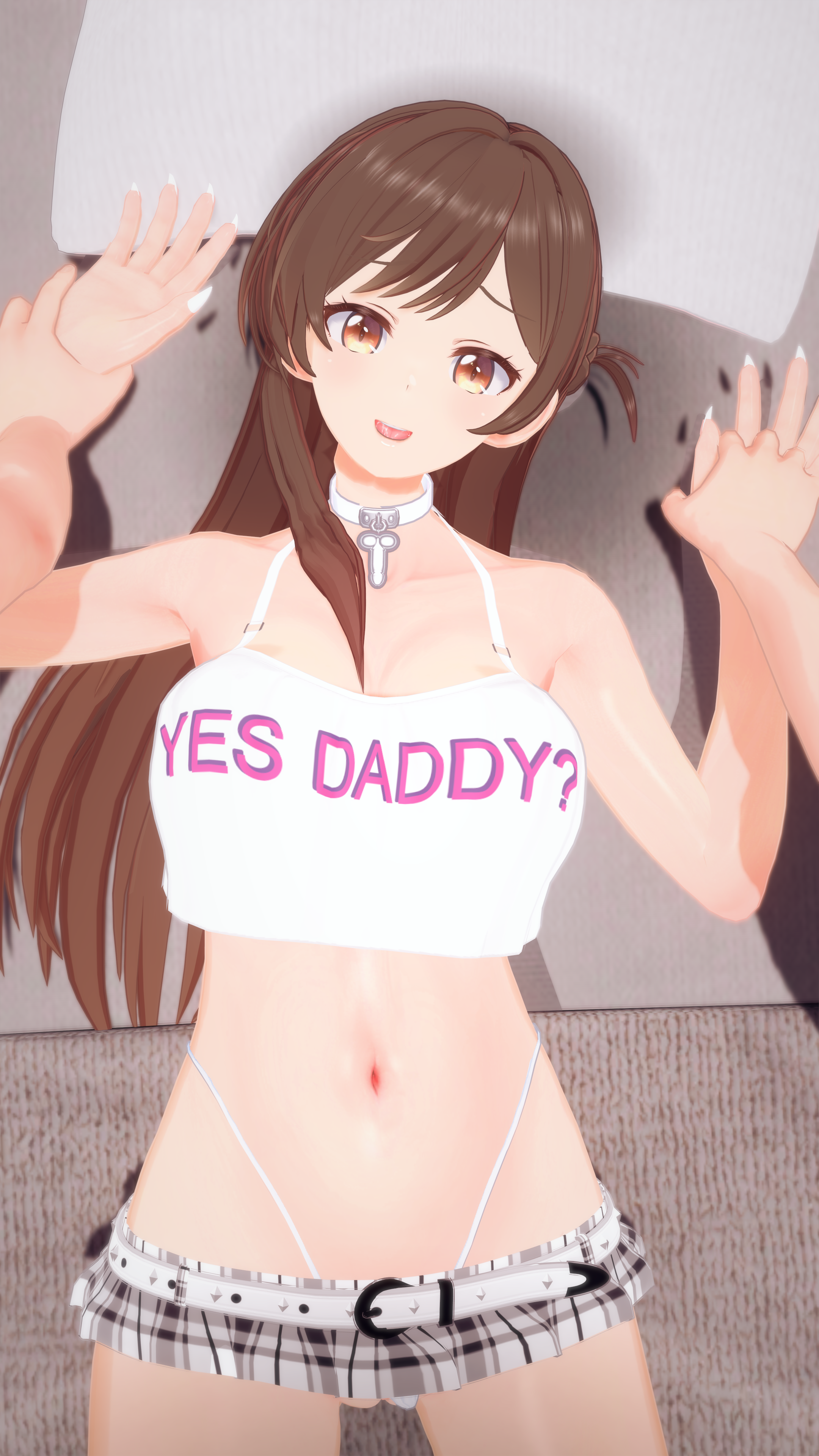1boy 1boy1girl 1girls 3d 3d_(artwork) 4k 9:16 bangs belt breasts brown_eyes brown_hair checkered_skirt choker daddy_kink expecting female handholding hands_on_hands happy happy_female happy_sex high_leg_thong kanojo_okarishimasu kksallyear koikatsu large_breasts light-skinned_female light-skinned_male light_skin long_hair looking_at_viewer looking_at_you loose_top male male_pov microskirt mizuhara_chizuru open_mouth open_smile penis_necklace pinned pinned_down pinned_to_bed pleated_skirt pov pov_eye_contact pov_male pussy pussy_visible_through_clothes pussy_visible_through_thong ready_for_more ready_for_rape ready_for_sex ready_to_fuck ready_to_pop silver_penis skirt smiling smiling_at_partner smiling_at_viewer smiling_at_you tagme text_on_clothing text_on_topwear thong thong_aside topwear vertical_image white_belt white_choker white_fingernails white_microskirt white_skirt white_thong white_topwear