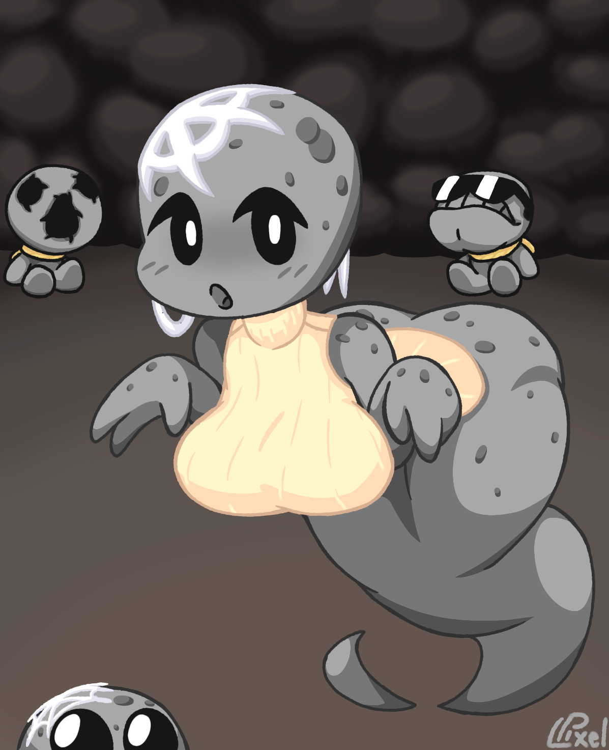 1girls ass big_breasts breasts female ghost ghost_girl large_ass lpixel shopkeeper_(the_binding_of_issac) sleeveless_turtleneck sweater tainted_lost_(the_binding_of_isaac) the_binding_of_isaac the_lost_(the_binding_of_isaac) turtleneck