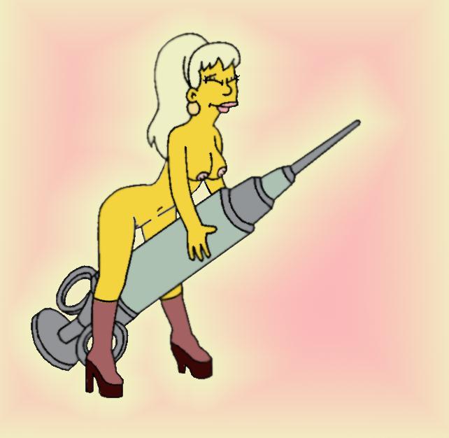 the simpsons, color, tagme, breasts, female, female only, jsl, nipples, nude, side view, solo, syringe, 