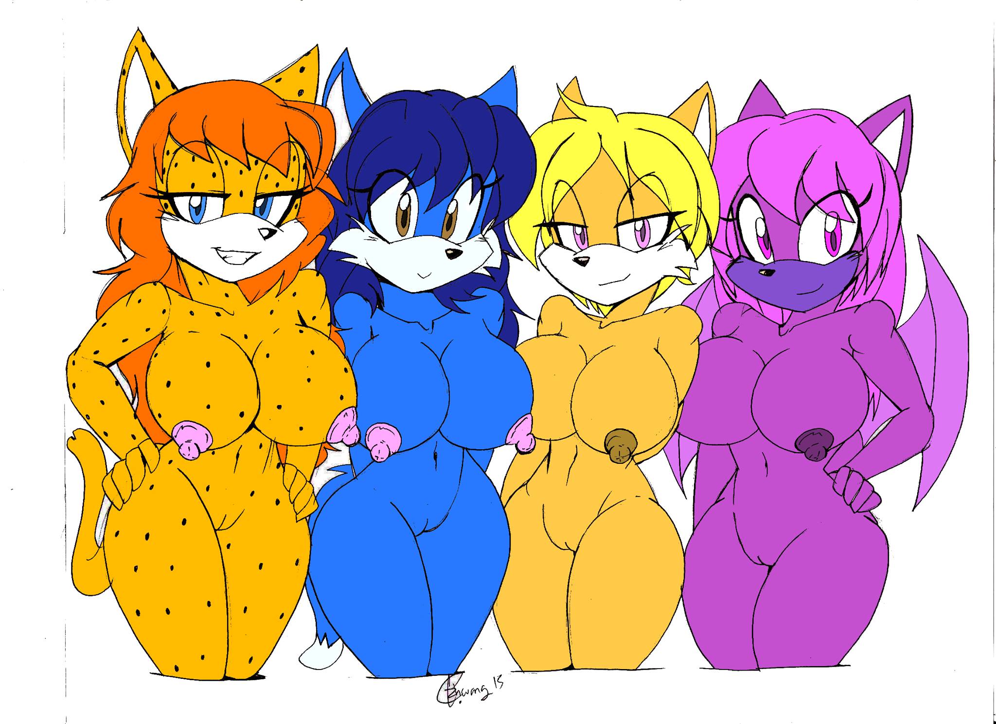akatsukishiranui-fox, original character, breasts, cheetah, cougar, dragon,...