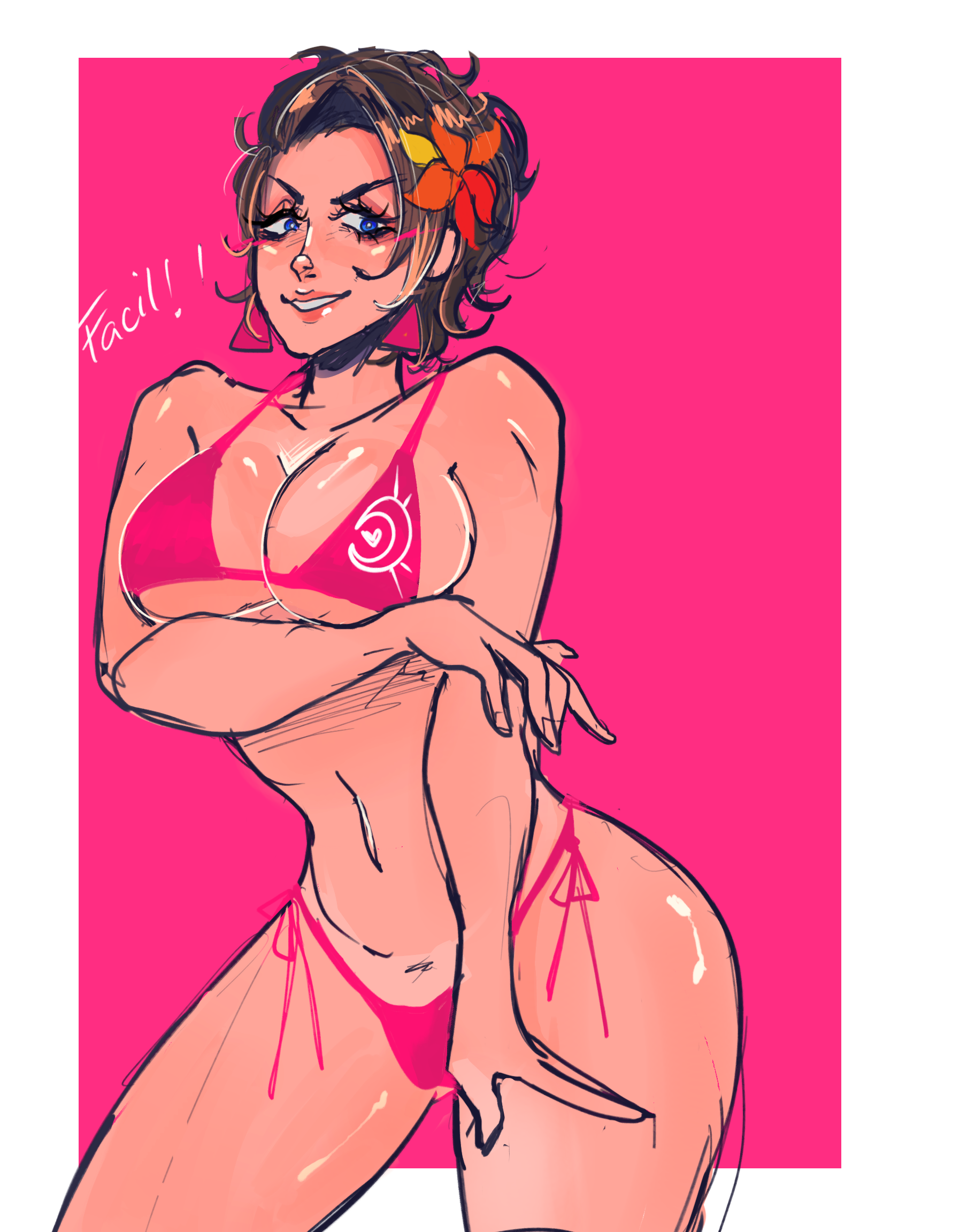 1girls azucena_milagros_ortiz_castillo bikini brown_hair dancer dark-skinned_female dark_skin female female_focus fighting_game latina mini_bikini peruvian_female pussy small_pussy sole_female solo tekken tekken_8