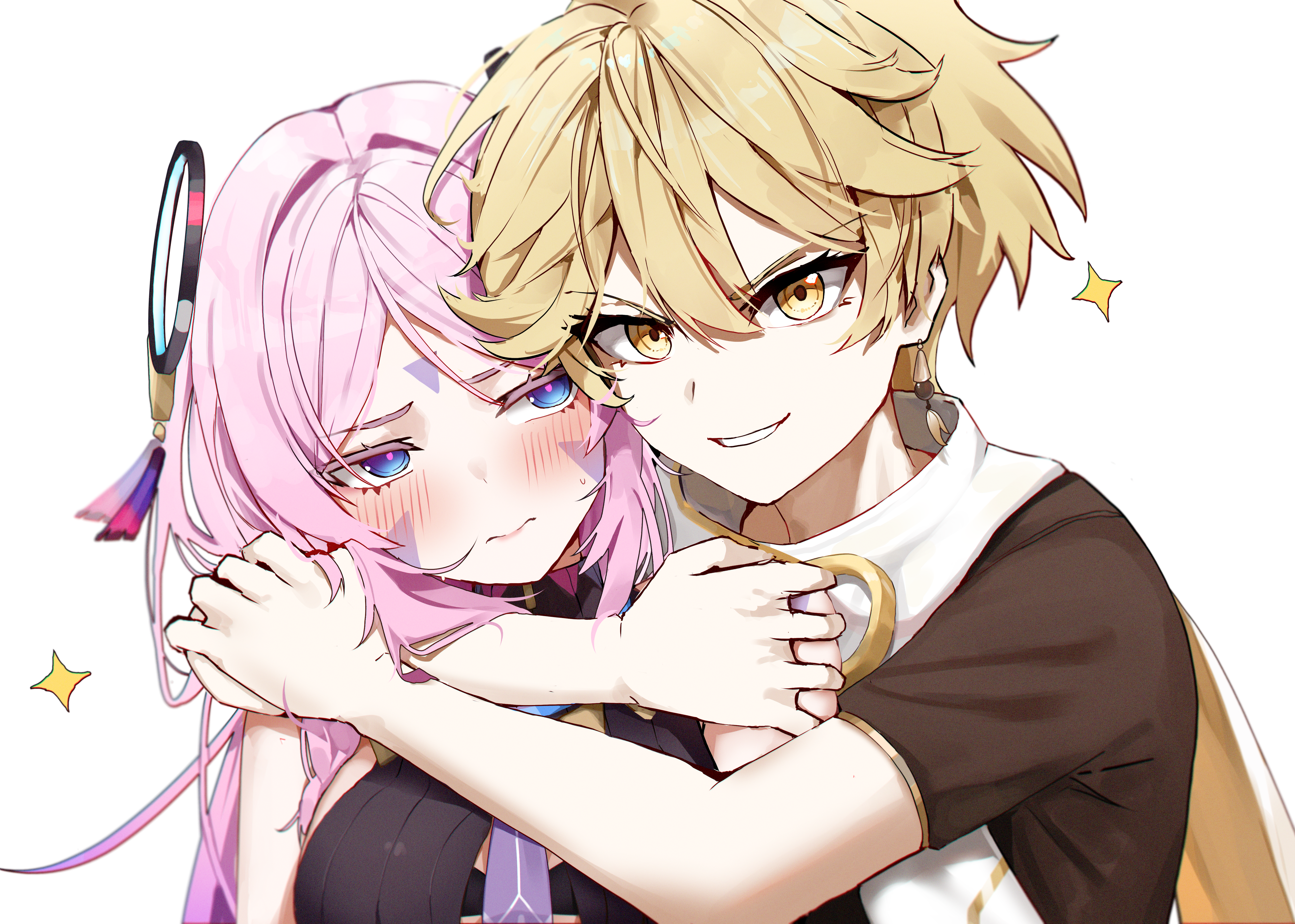 1boy 1girls aether_(genshin_impact) before_sex blonde_hair citlali_(genshin_impact) color drawing horny imminent_sex long_hair mihoyo safe unknown_artist
