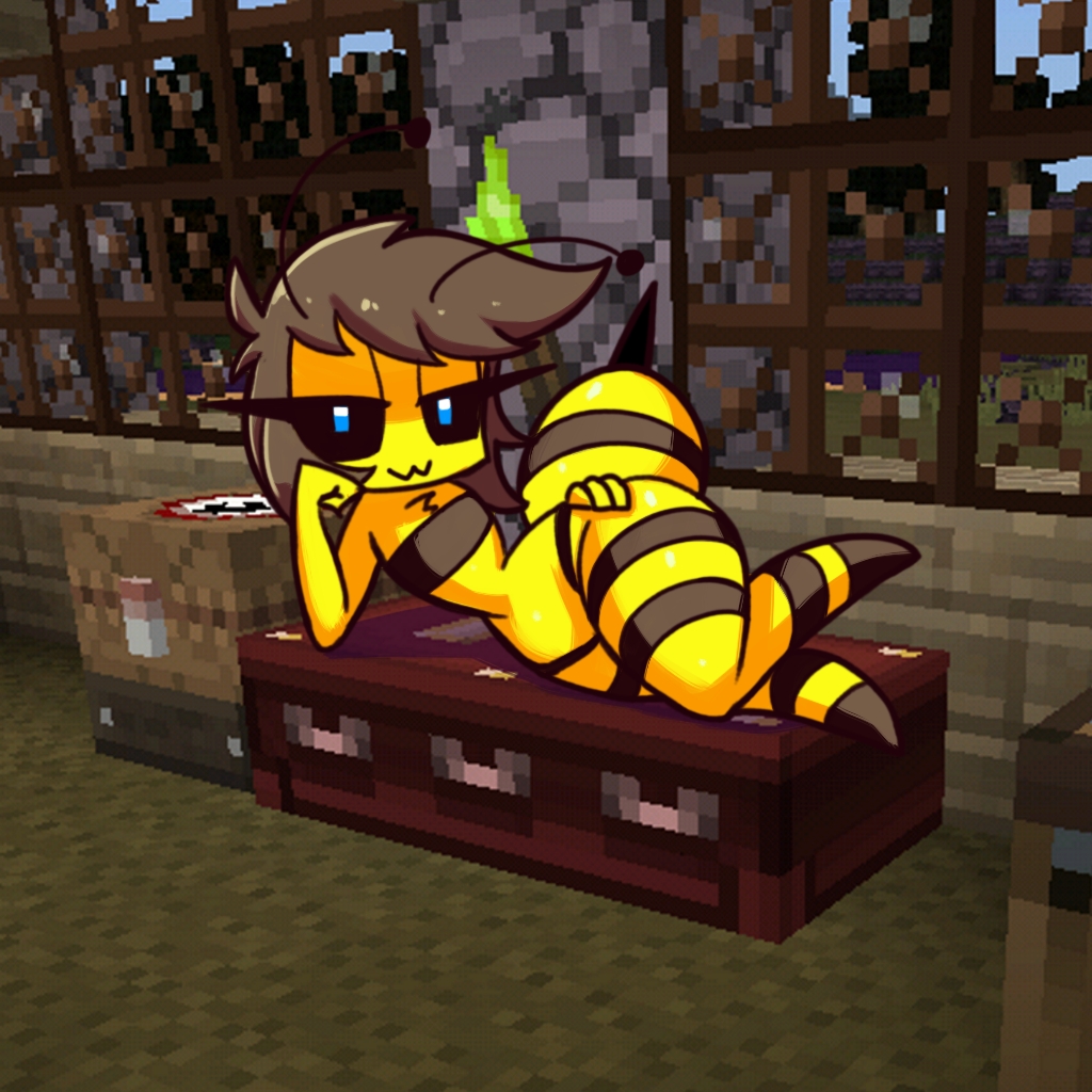 ichduhernz, minecraft, 1:1, commission, hi res, :3, antennae, anthro, bee, bee...